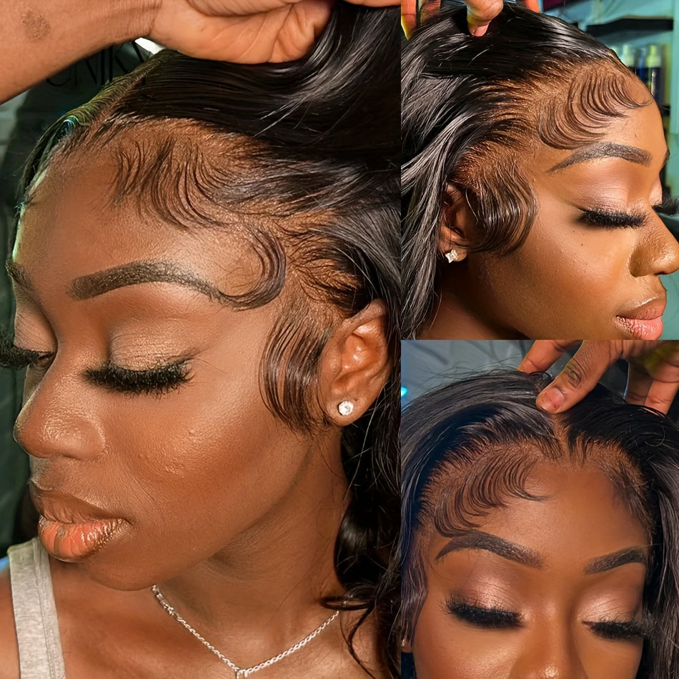 Short Bob Wig 13x4 HD Lace Frontal Wig Human Hair Brazilian Remy Transparent Lace Front Wig For Women Loose Body Wave Pre Plucked Closure Wigs 180% Density 10 12 14 16 Inch