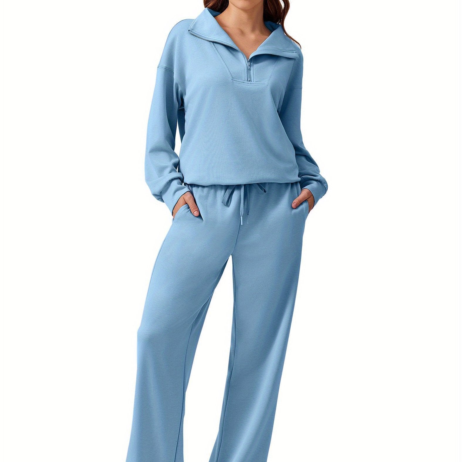 ELESOL 2pcs Sets for Women 2024 Fall Outfits Sweatsuit Oversized Sweatshirt Wide Leg Sweatpants Matching Set Tracksuit