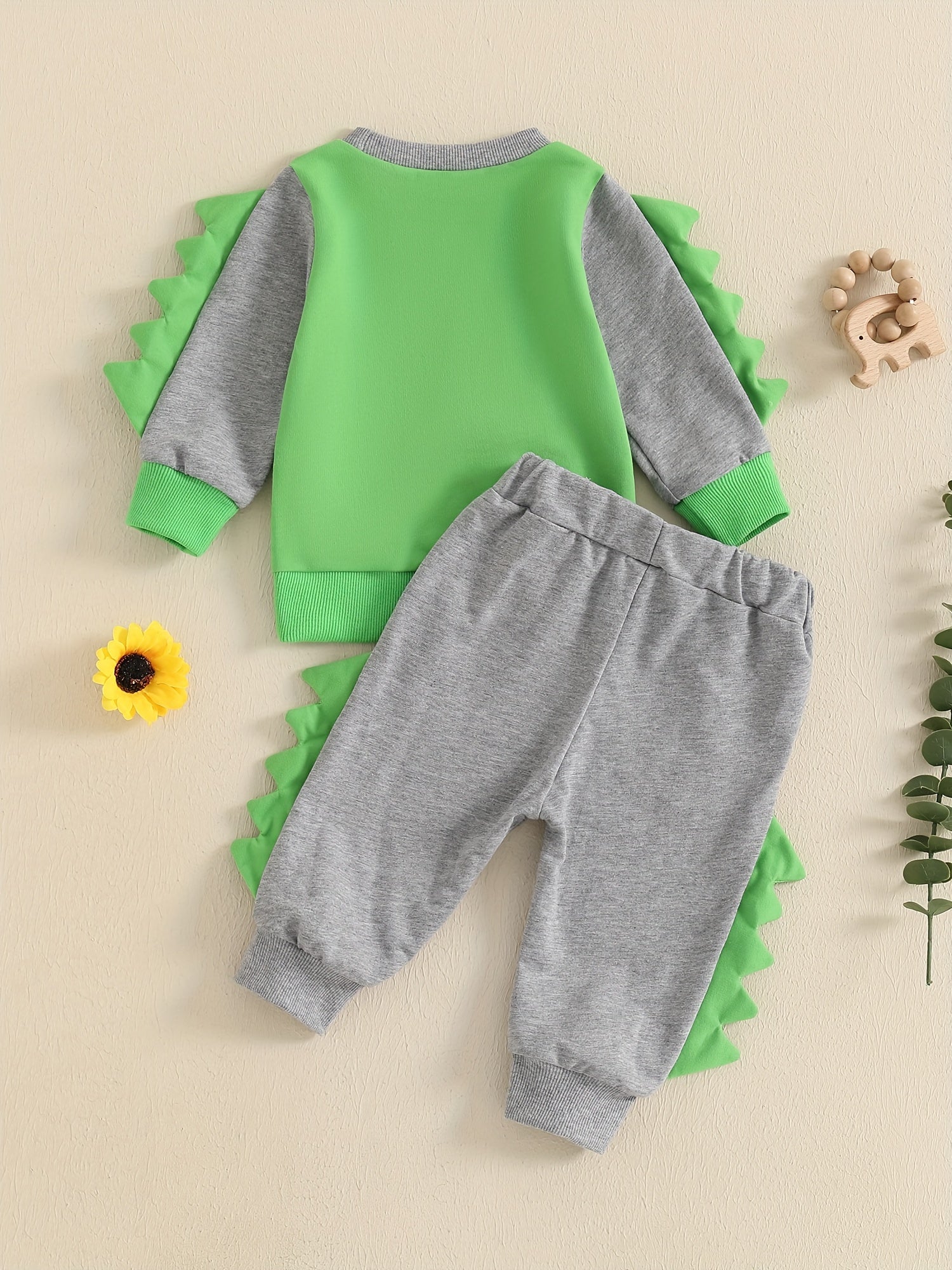 Toddler Boys Fall Outfits Dinosaur Letter Embroidery Long Sleeve Sweatshirts and Long Pants 2Pcs Clothes Set