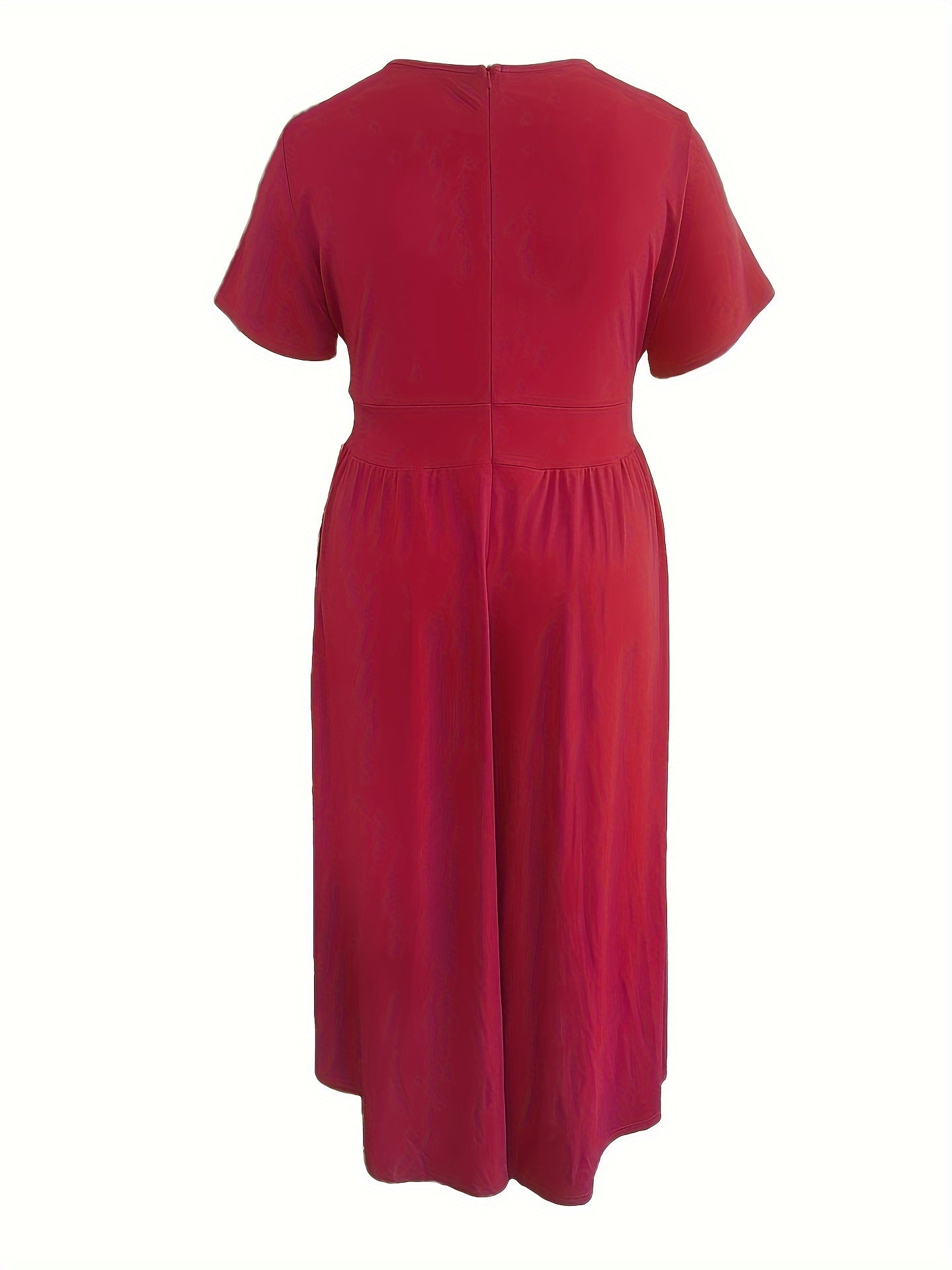 [Elegant Maxi Dress] Elegant Plus Size Solid Maxi Dress | Women's Medium Stretch Long Dress