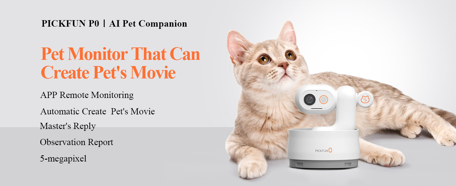 Pickfun Pet AI Monitoring Camera | WiFi monitoring, remote viewing, voice chat, pet behavior detection, smart home security