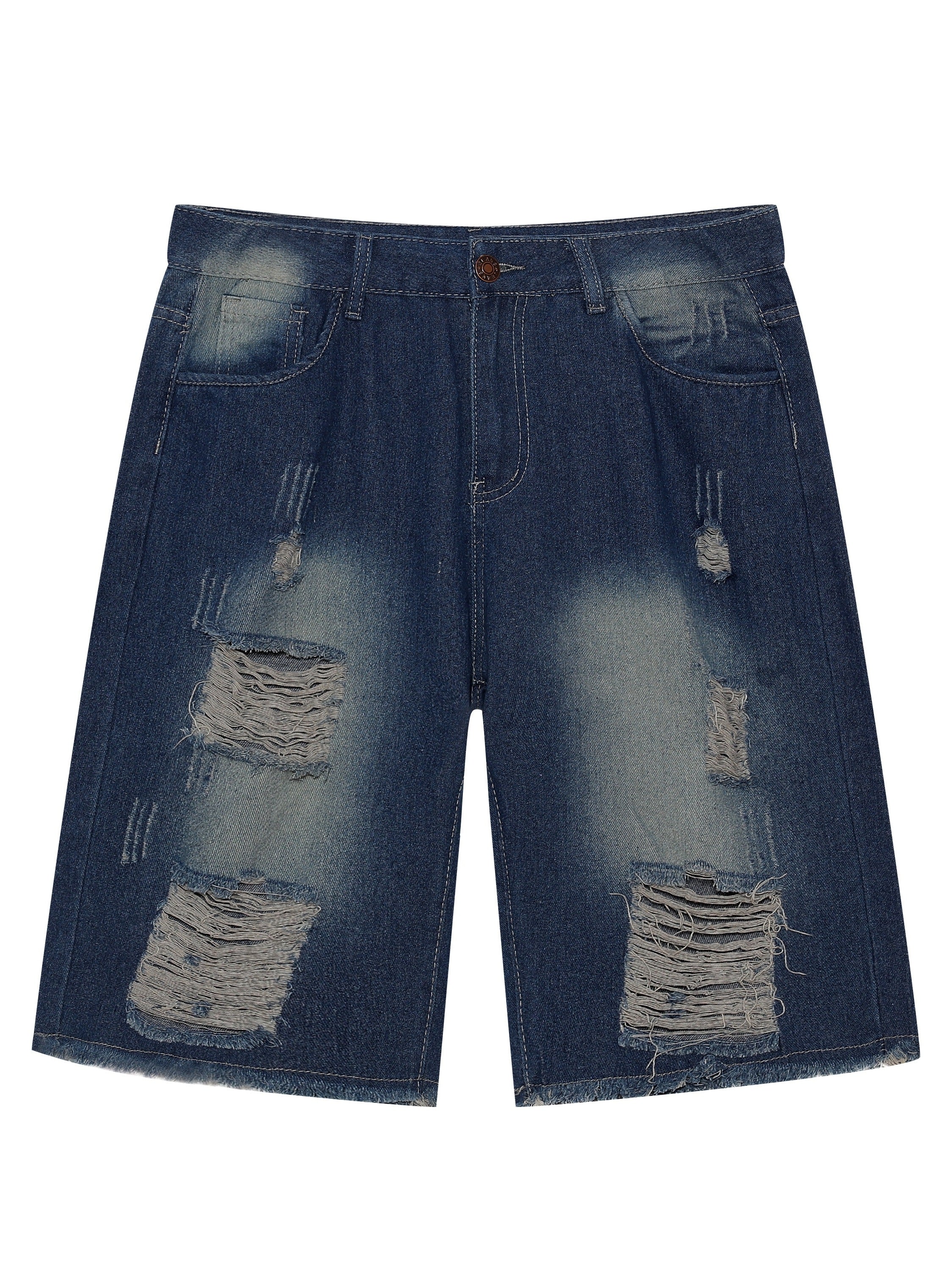 Ripped Avenue Mens Distressed Denim Shorts - Casual Street Style, All-Season Match, Summer Coolness, Comfortable Fit, Trendy Design
