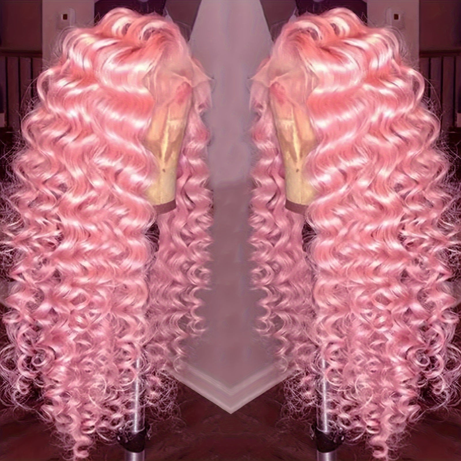 Synthetic 13*4 Lace Front Wigs Synthetic Long Wavy Hair Lace Front Wigs For Women Pastel Lace Front Wigs Deep Wave Curly Lace Wig For Women