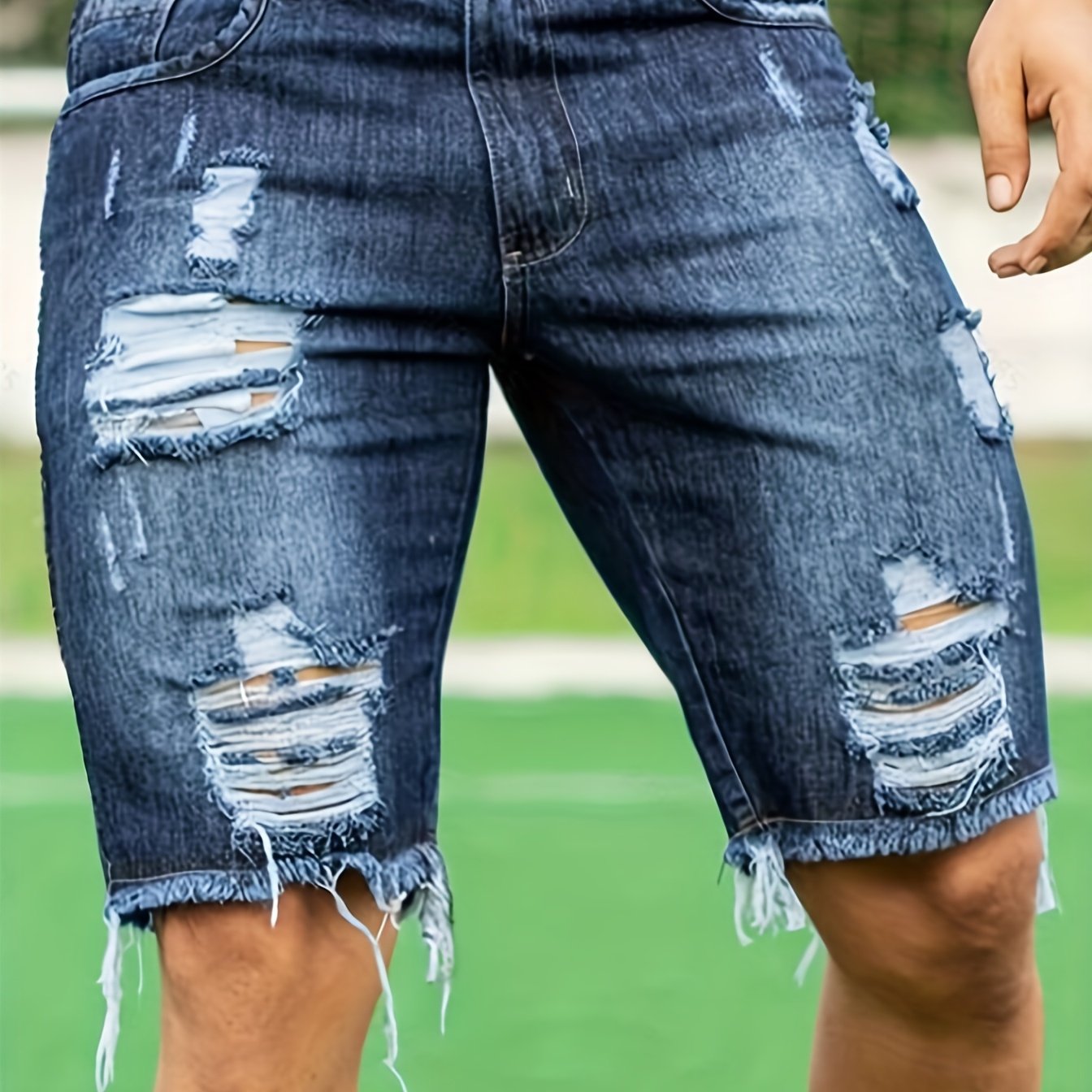 Ripped Avenue Mens Distressed Denim Shorts - Casual Street Style, All-Season Match, Summer Coolness, Comfortable Fit, Trendy Design