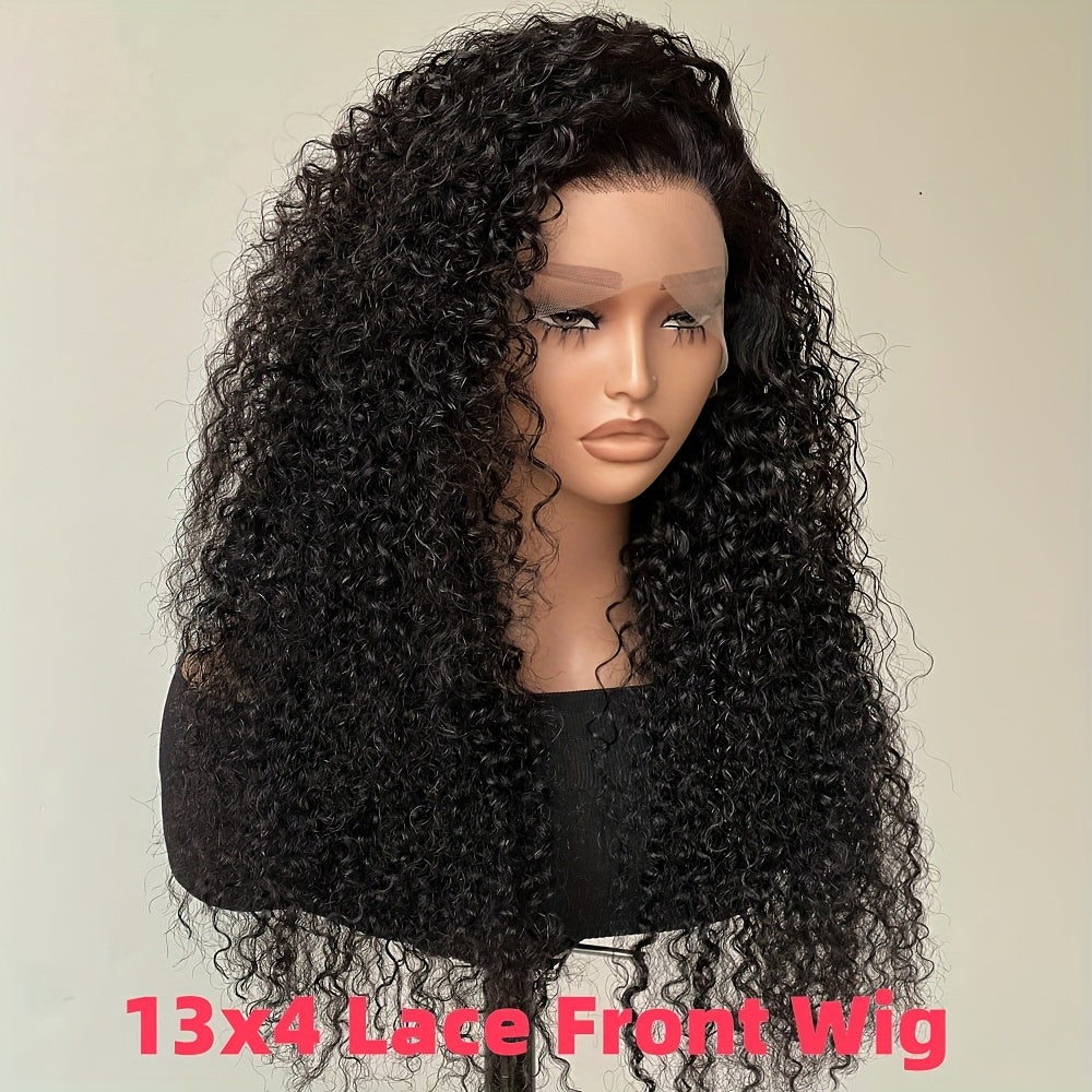 13x4 Deep Wave Lace Front Wigs Human Hair Deep Wave Curly Wig HD Lace Frontal Wigs Human Hair Pre Plucked Bleached Knots With Baby Hair Natural Color 200%