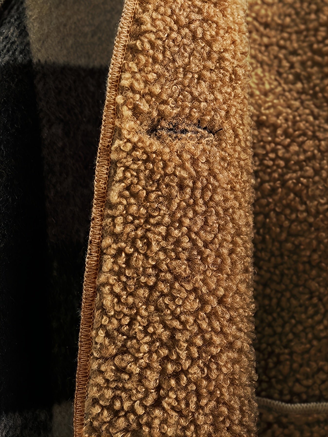 [Cozy Boys' Plaid Jacket] Cozy & Durable Boys' Fleece-Lined Plaid Jacket | Button Front, Pockets & Hood - Long Sleeve Casual Winter Coat for Fall/Winter, Brown & Black Checkered Pattern, Outerwear