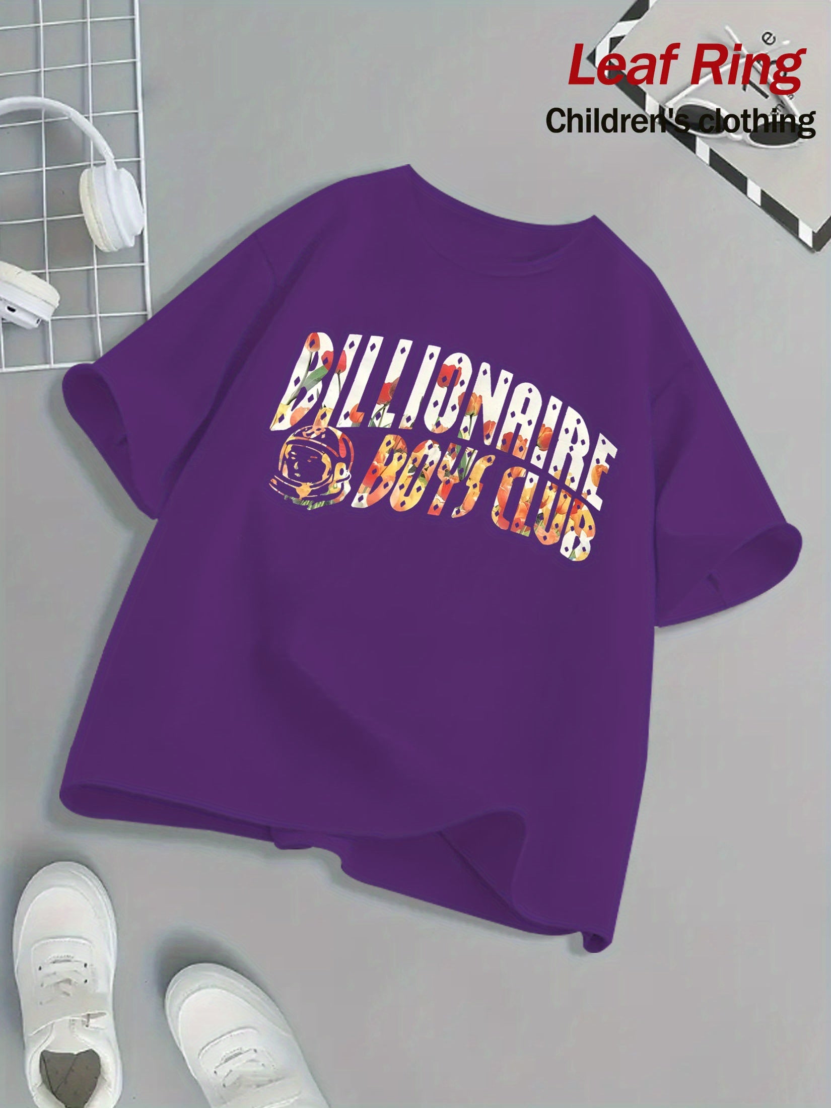 Billionaire Boys Club Floral Print T-Shirt - Bright Yellow, Kids' Summer Essential, 100% Cotton, Loose Fit, Casual Crew Neck, Short Sleeve, Machine Washable, Children's Playwear | Vibrant Kids Fashion | Breathable Fabric, Twe