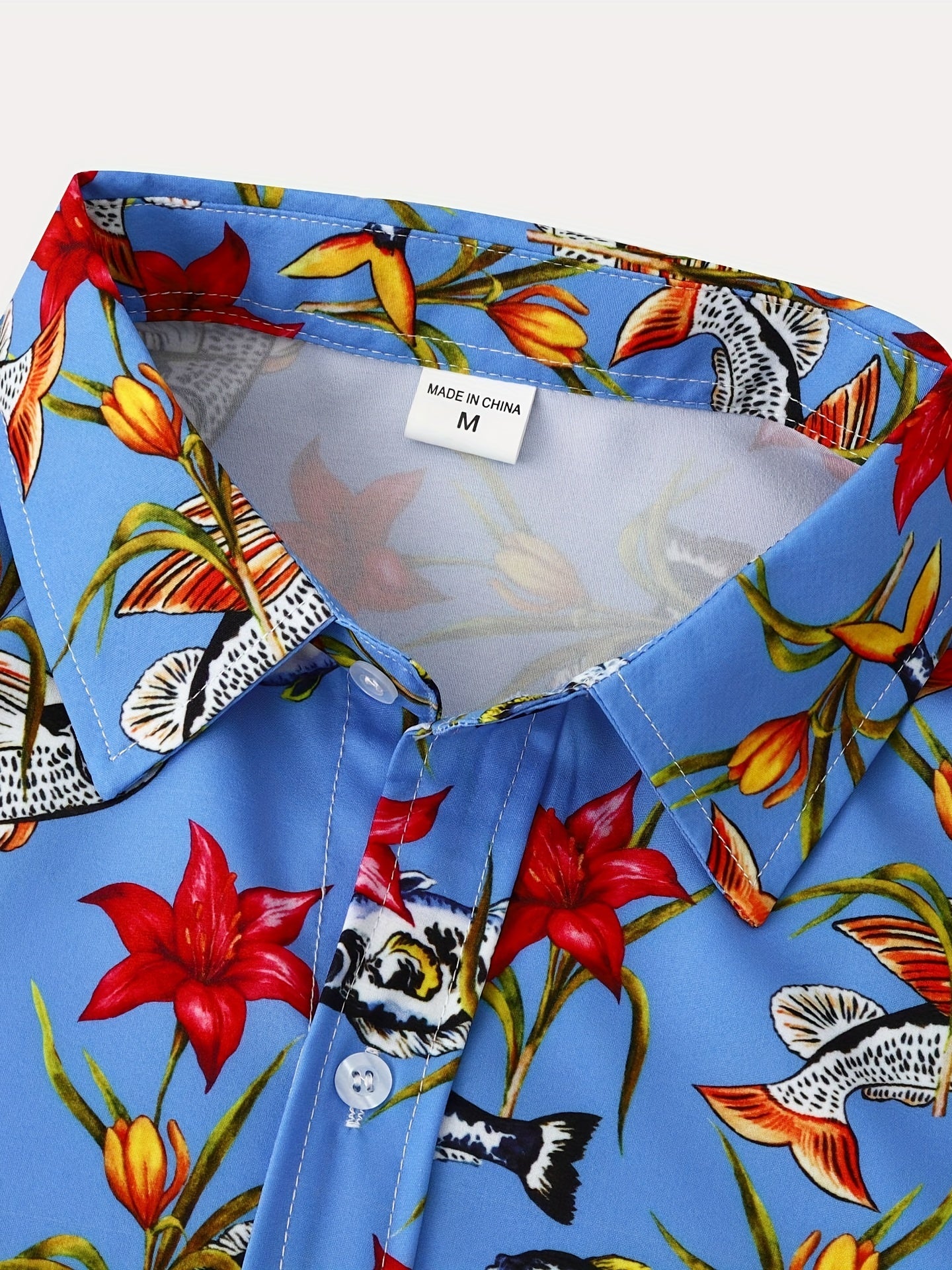 Mens Palm Tree & Lobster Paradise Short Sleeve Hawaiian Shirt - Lightweight, Comfortable, Perfect for Summer Beach Vacations