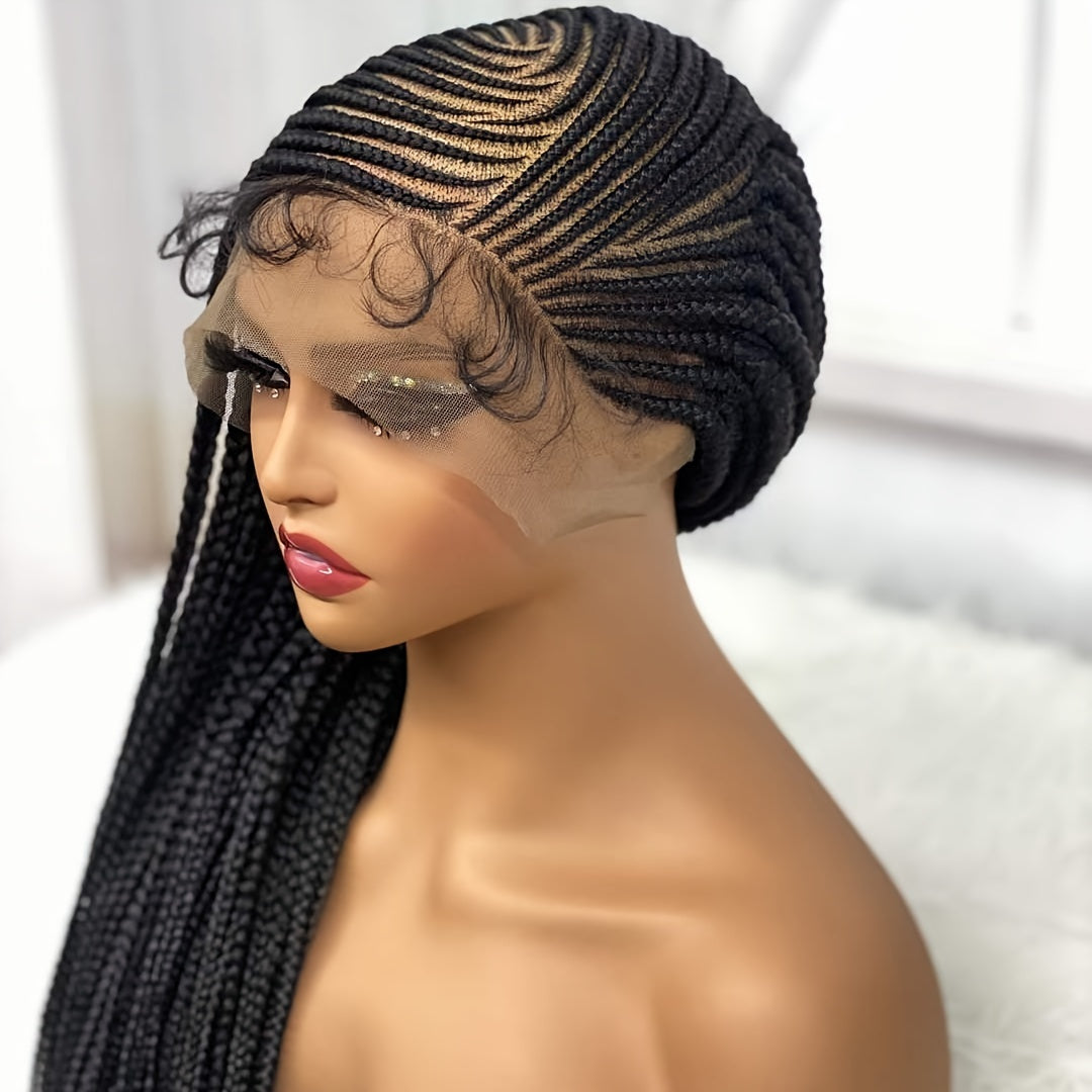 Braided 13x6 Lace wig Braids Wigs For Women Black Micro Braided Synthetic Lightweight Hand-Tied Lace Front Box Braided Wig