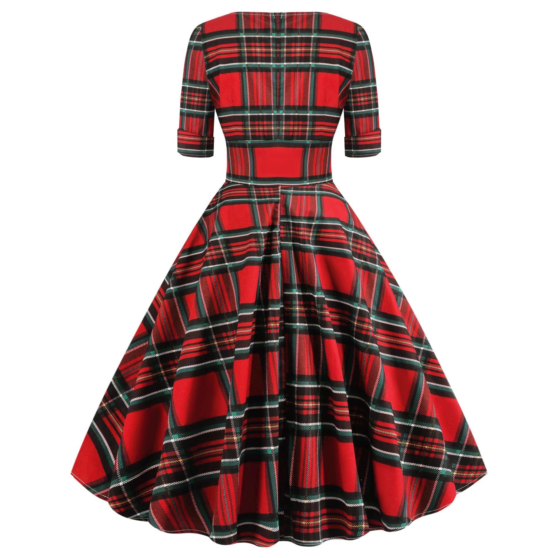 Plaid Print Christmas Women's Dress For Autumn And Winter Patchwork Dress