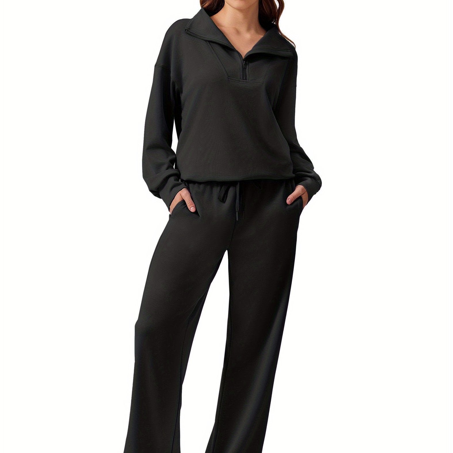 ELESOL 2pcs Sets for Women 2024 Fall Outfits Sweatsuit Oversized Sweatshirt Wide Leg Sweatpants Matching Set Tracksuit