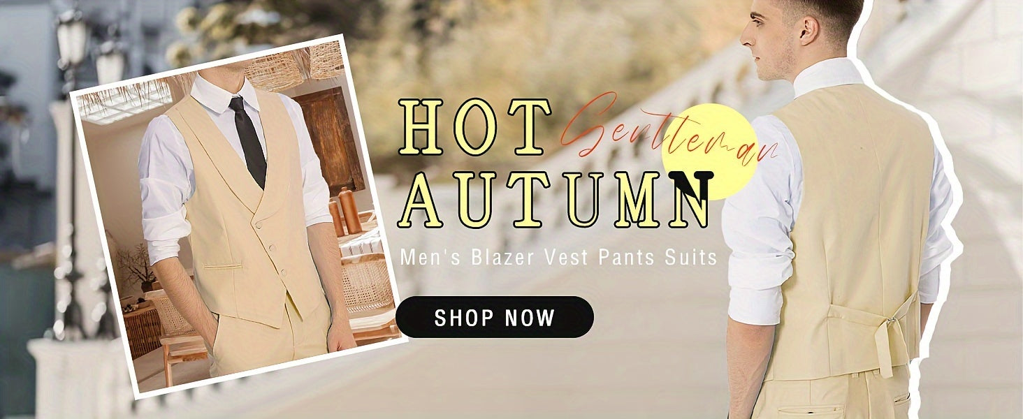 Premium Mens 3-Piece Suit Set - Stylish One-Button Jacket, Elegant Vest & Pants - Perfect for Business Dinners & Wedding Parties - Classic Fit, Comfortable, and Versatile
