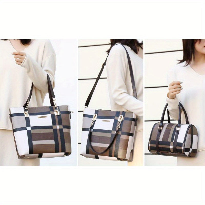 6-Pcs Womens Handbags Tote Bags Shoulder Bag Purses Satchel Bag Top-Handle Handbag Crossbody Bag Wallet Clutch