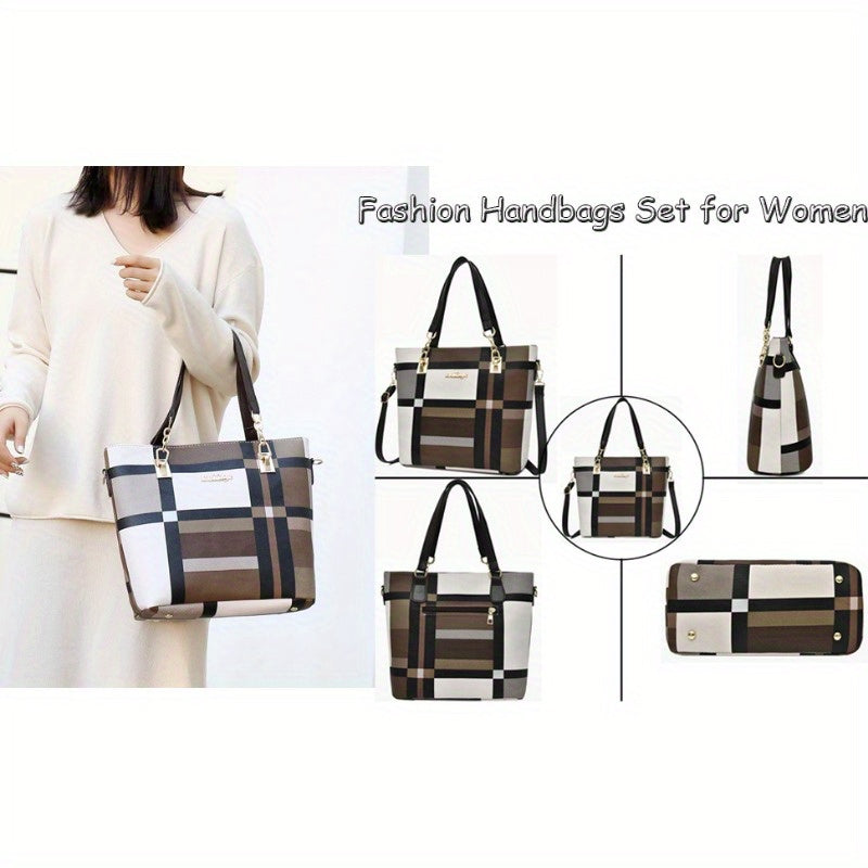 6-Pcs Womens Handbags Tote Bags Shoulder Bag Purses Satchel Bag Top-Handle Handbag Crossbody Bag Wallet Clutch