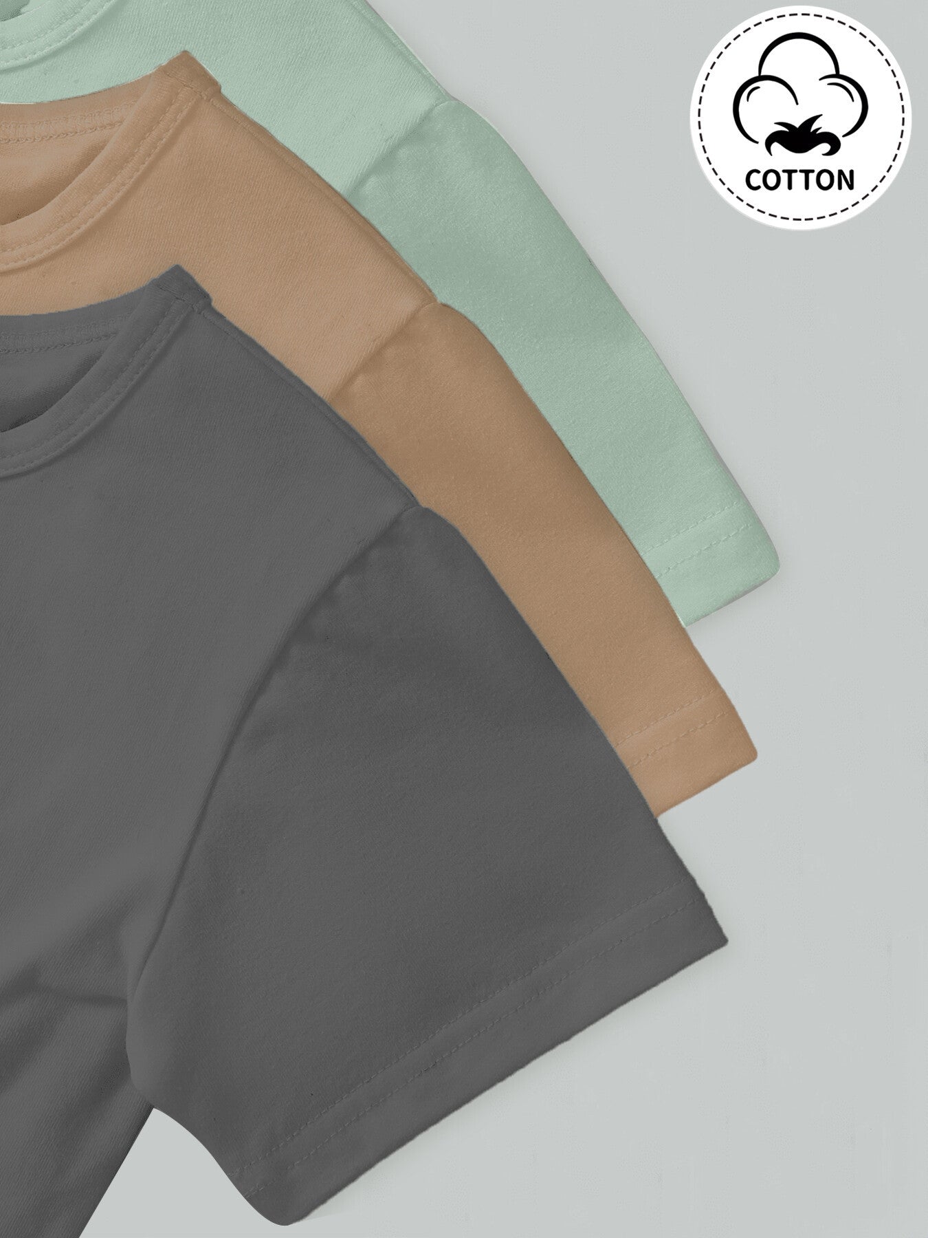 3 Sets of Soft & Breathable Solid Cotton Short Sleeve Casual T-Shirt and Elastic Waist Sweatpants Set for Boys - Spring/Summer/Fall Outfits with Slight Stretch, Fake Drawstring, and Regular Fit