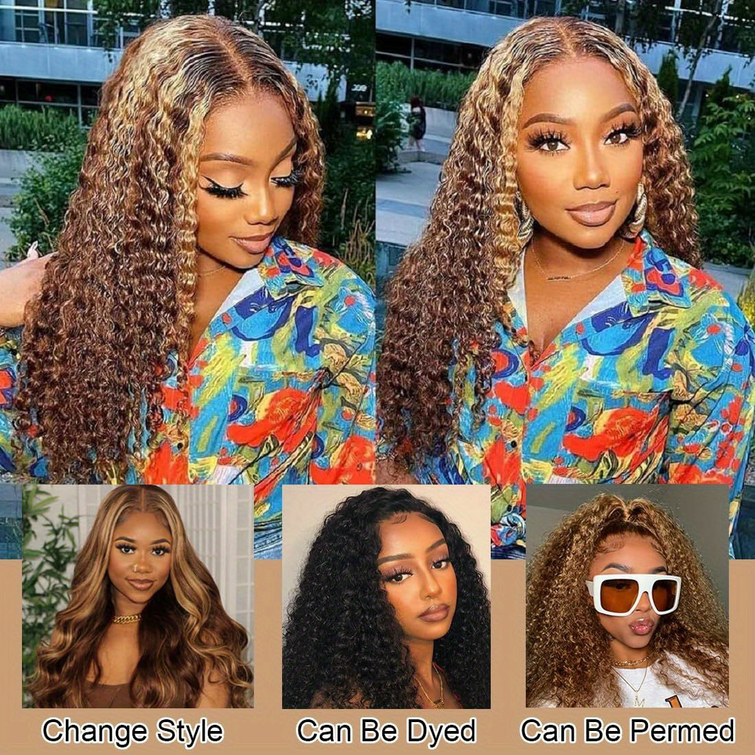 Ombre Honey Blonde 5X5 HD Transparent Water Wave Lace Front Human Hair Wigs for Women 180% Density 4/27 Colored Highlight Curly Glueless Wigs Pre Plucked with Baby Hair