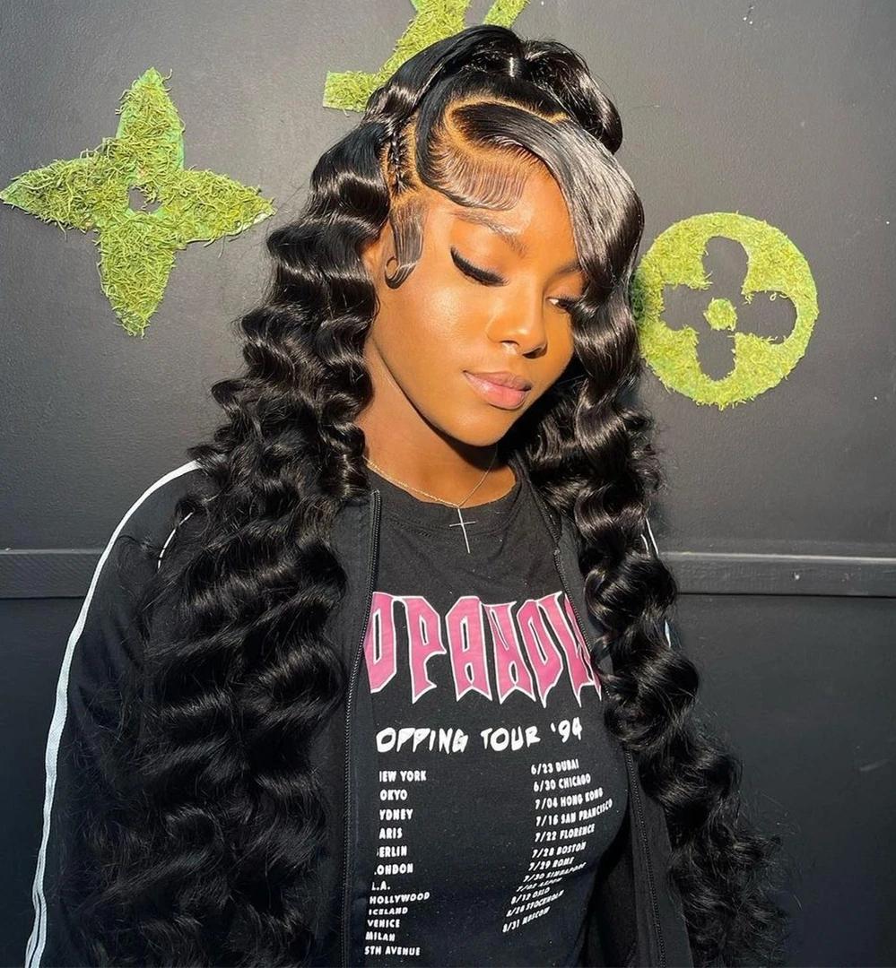 Loose Deep Wave Frontal Wig 13x6 HD Lace Frontal Human Hair Wigs For Women Brazilian Glueless Nature Water Wave Lace Front Human Hair Wig Pre Plucked