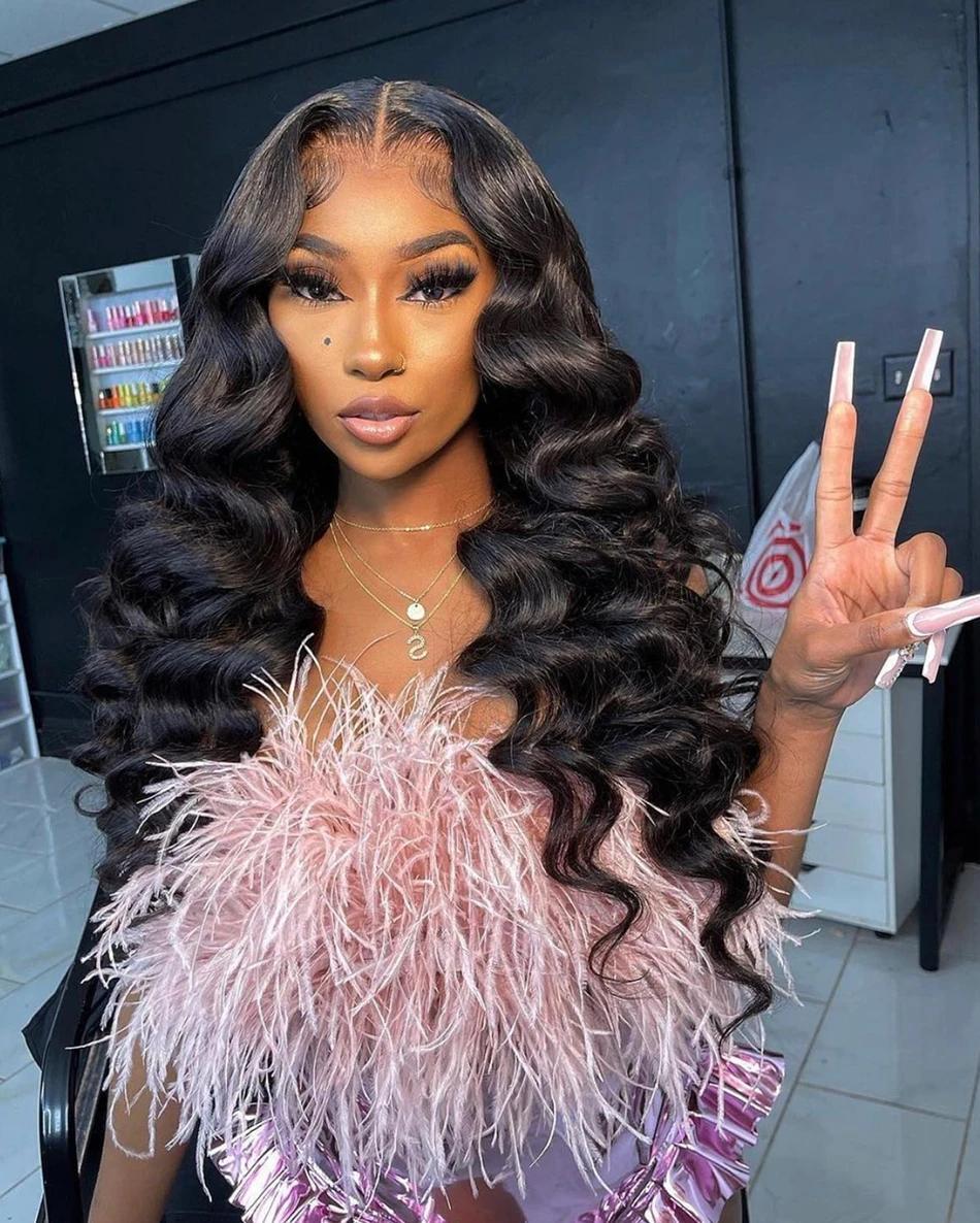 Loose Deep Wave Frontal Wig 13x6 HD Lace Frontal Human Hair Wigs For Women Brazilian Glueless Nature Water Wave Lace Front Human Hair Wig Pre Plucked