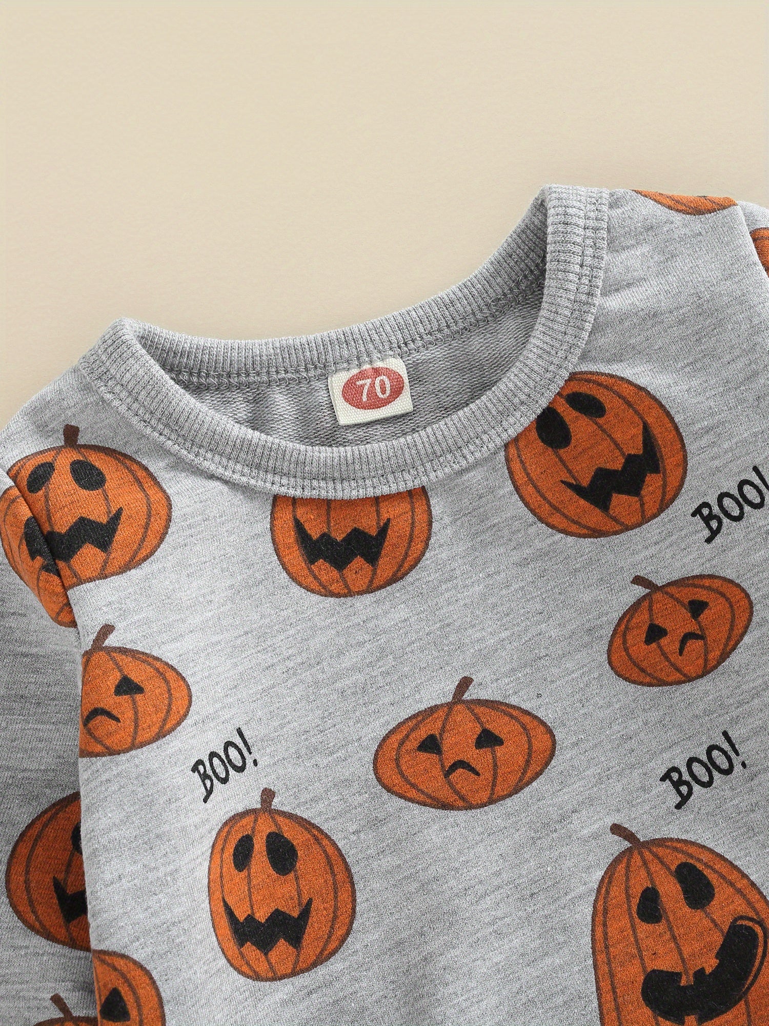 [Halloween] Toddler Baby Girl Boy Halloween Outfits Pumpkin Long Sleeve Sweatshirt Top Elastic Waist Jogger Pants Fall Winter Outfits Pumpkin Clothes 0-3T