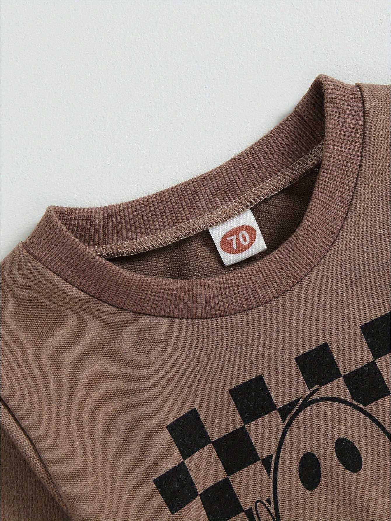 Toddler Boys Fall Outfits Checkerboard Ghost Print Crew Neck Long Sleeve Sweatshirts and Long Pants 2Pcs Halloween Clothes Set