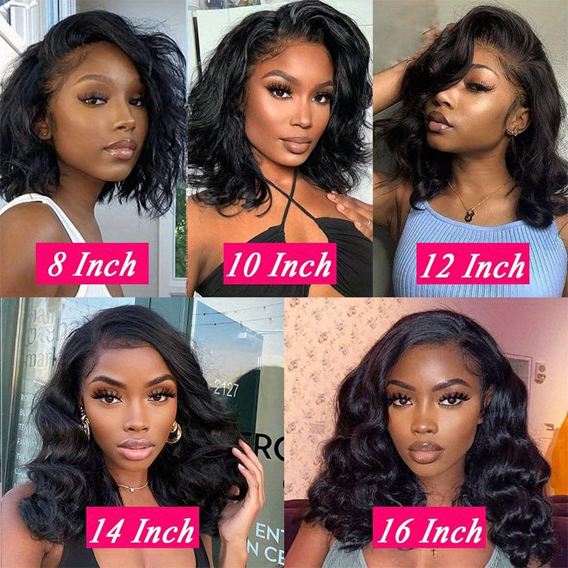 250% Density Glueless Bob Wig - Body Wave Lace Front Human Hair Wigs for Black Women - Pre Plucked and Pre Cut 13x4 Lace Closure - No Glue Needed for Beginners