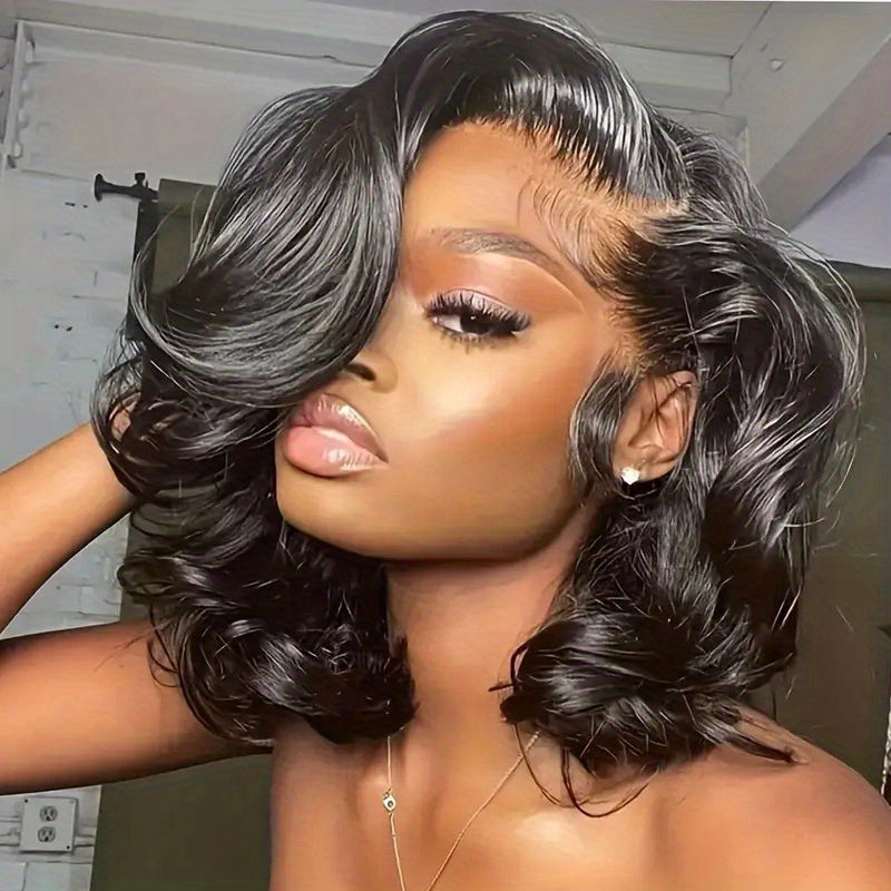 250% Density Glueless Bob Wig - Body Wave Lace Front Human Hair Wigs for Black Women - Pre Plucked and Pre Cut 13x4 Lace Closure - No Glue Needed for Beginners