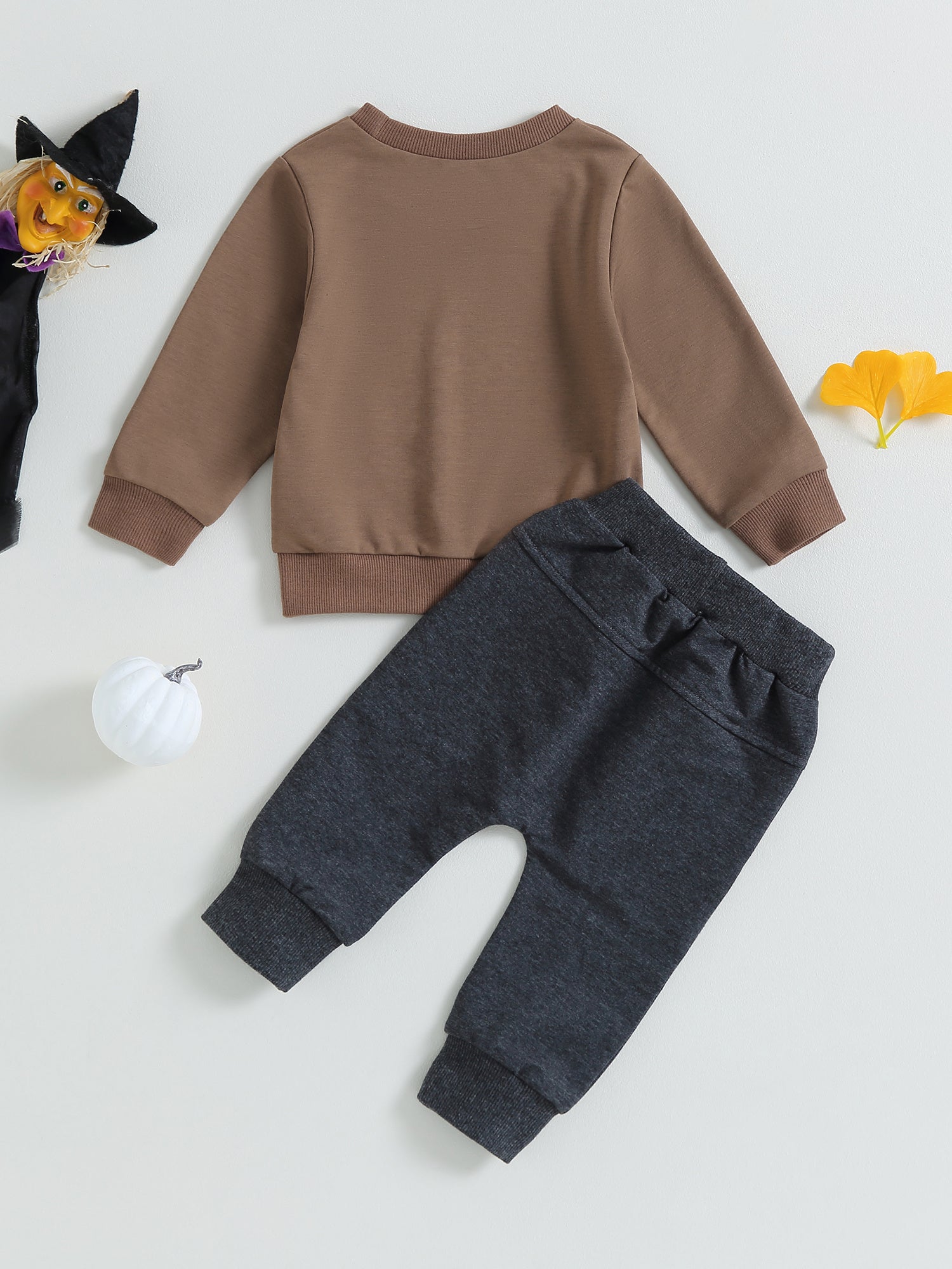 Toddler Boys Fall Outfits Checkerboard Ghost Print Crew Neck Long Sleeve Sweatshirts and Long Pants 2Pcs Halloween Clothes Set