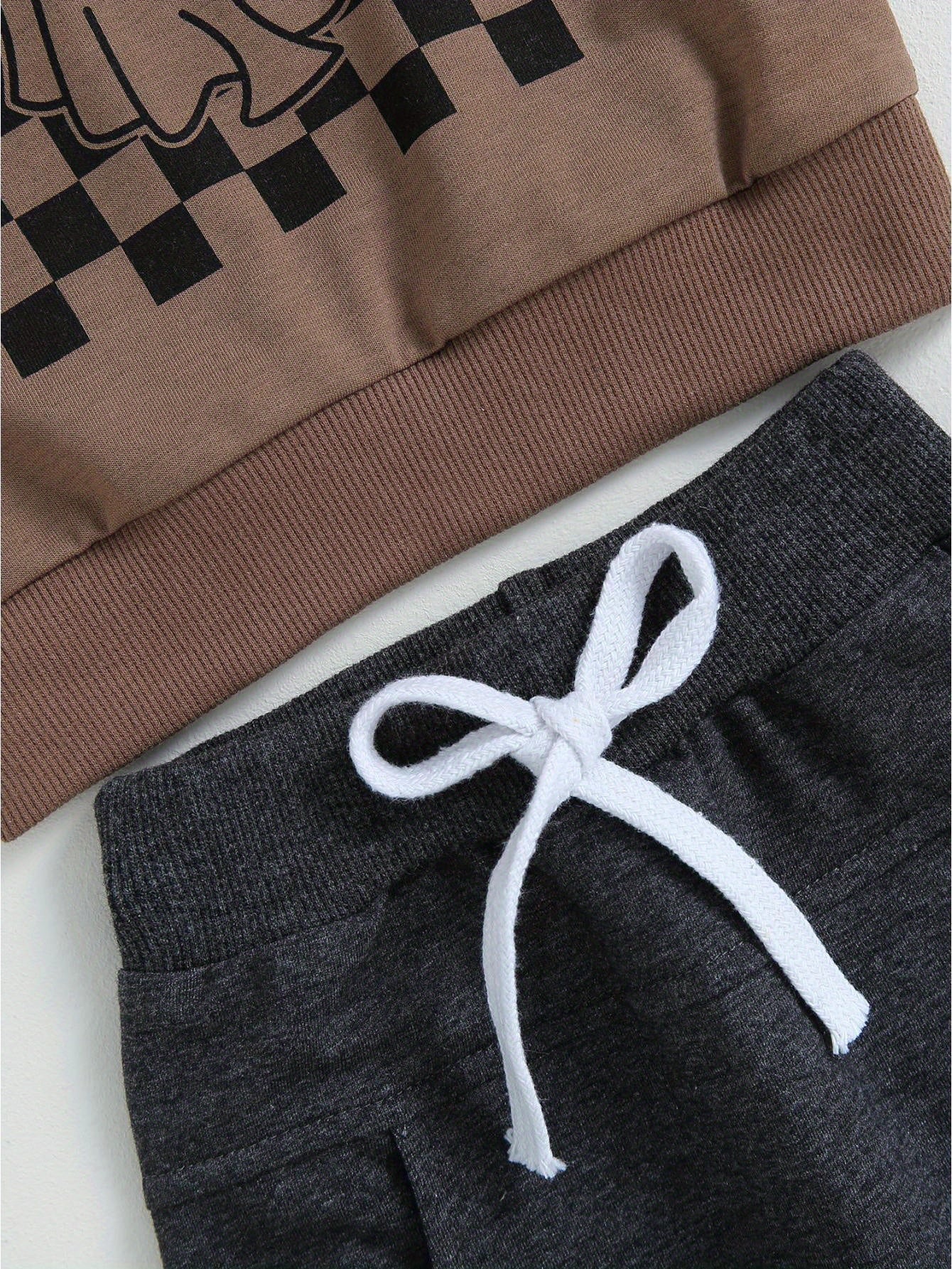 Toddler Boys Fall Outfits Checkerboard Ghost Print Crew Neck Long Sleeve Sweatshirts and Long Pants 2Pcs Halloween Clothes Set