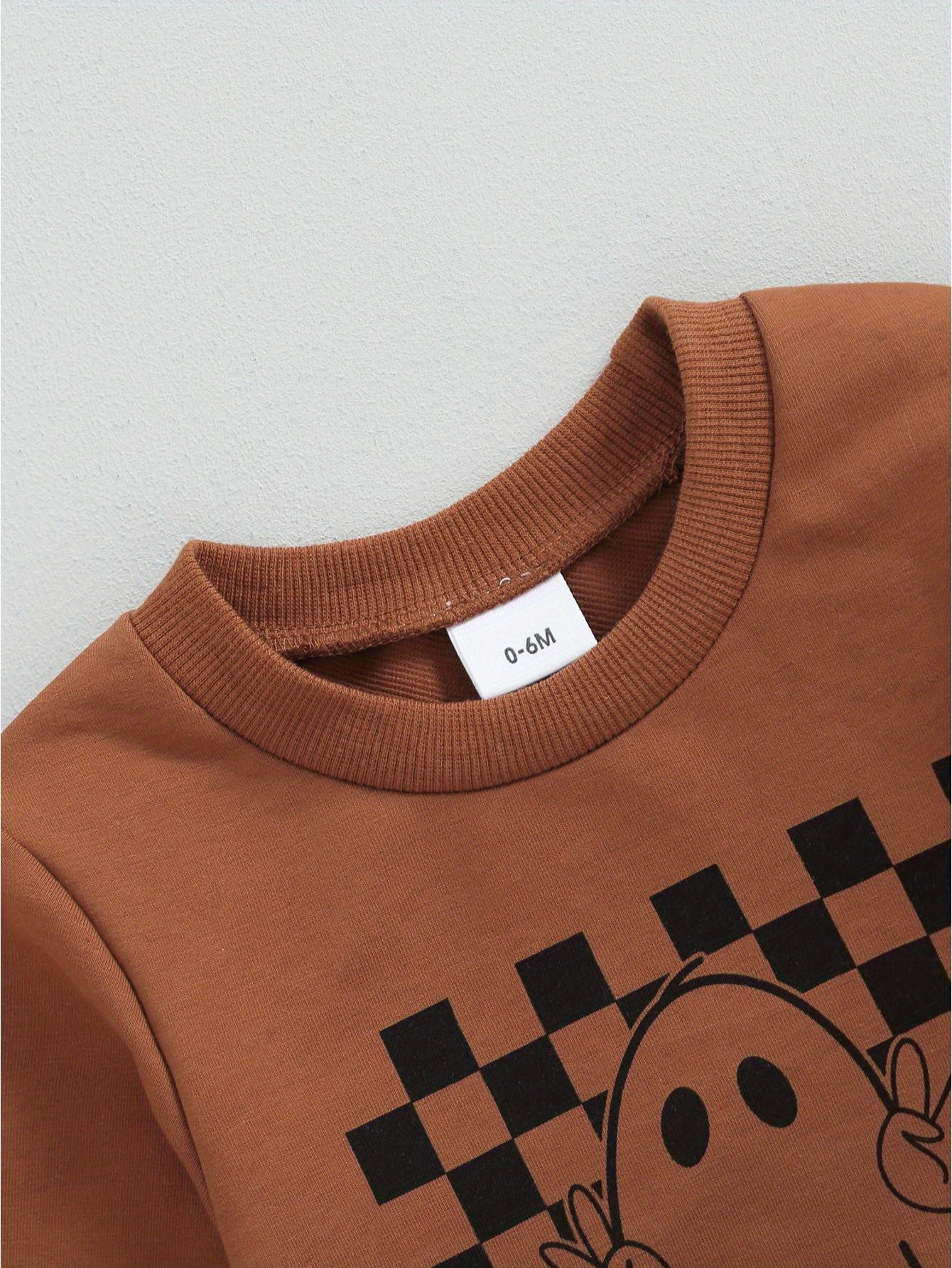 Toddler Boys Fall Outfits Checkerboard Ghost Print Crew Neck Long Sleeve Sweatshirts and Long Pants 2Pcs Halloween Clothes Set