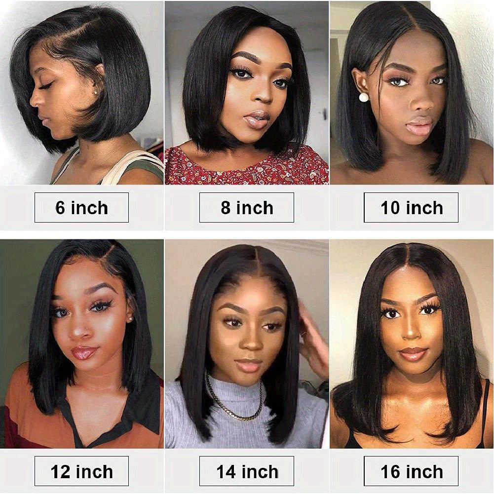 250% Density Glueless Bob Wig - Straight Lace Front Human Hair Wigs for Black Women - Pre Plucked and Pre Cut 4x4 Lace Closure - No Glue Needed for Beginners