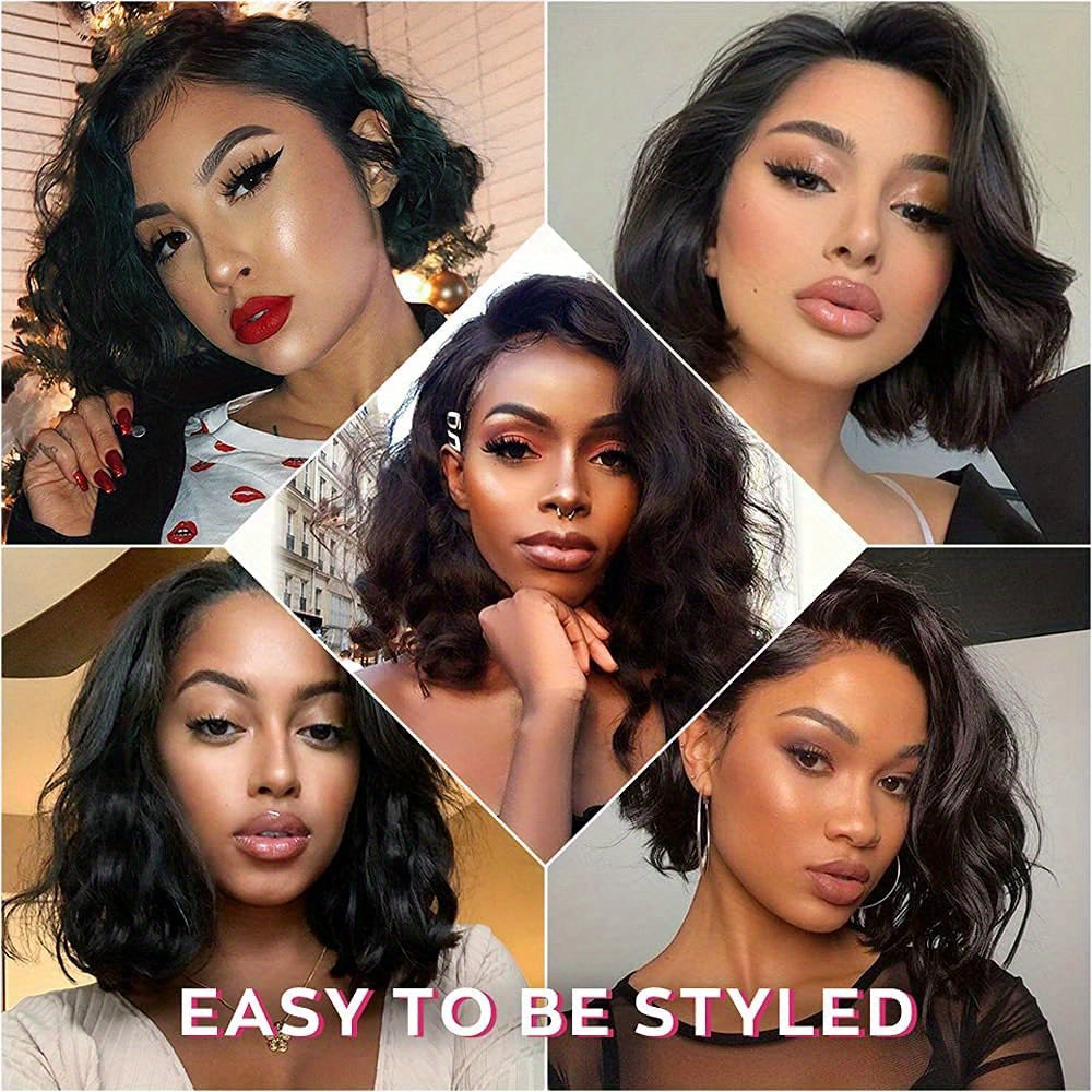 250% Density Glueless Bob Wig - Straight Lace Front Human Hair Wigs for Black Women - Pre Plucked and Pre Cut 4x4 Lace Closure - No Glue Needed for Beginners