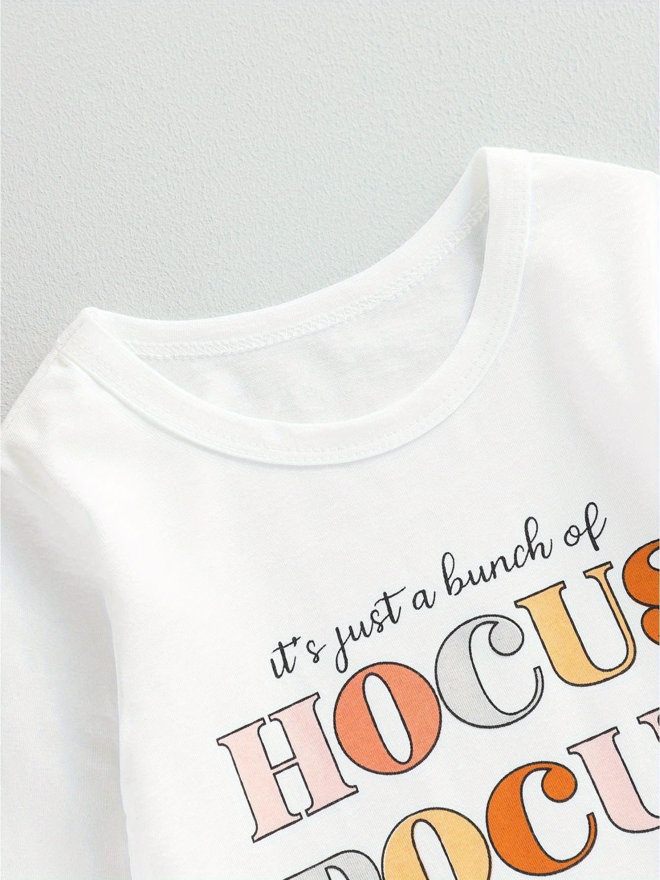 Baby Girls Halloween Clothes Letter Print Long Sleeve Tops and Pumpkin Print Flared Pants Headband Set Fall Outfits 0 6 12 18 24 Months 2-3 Years Old Kid