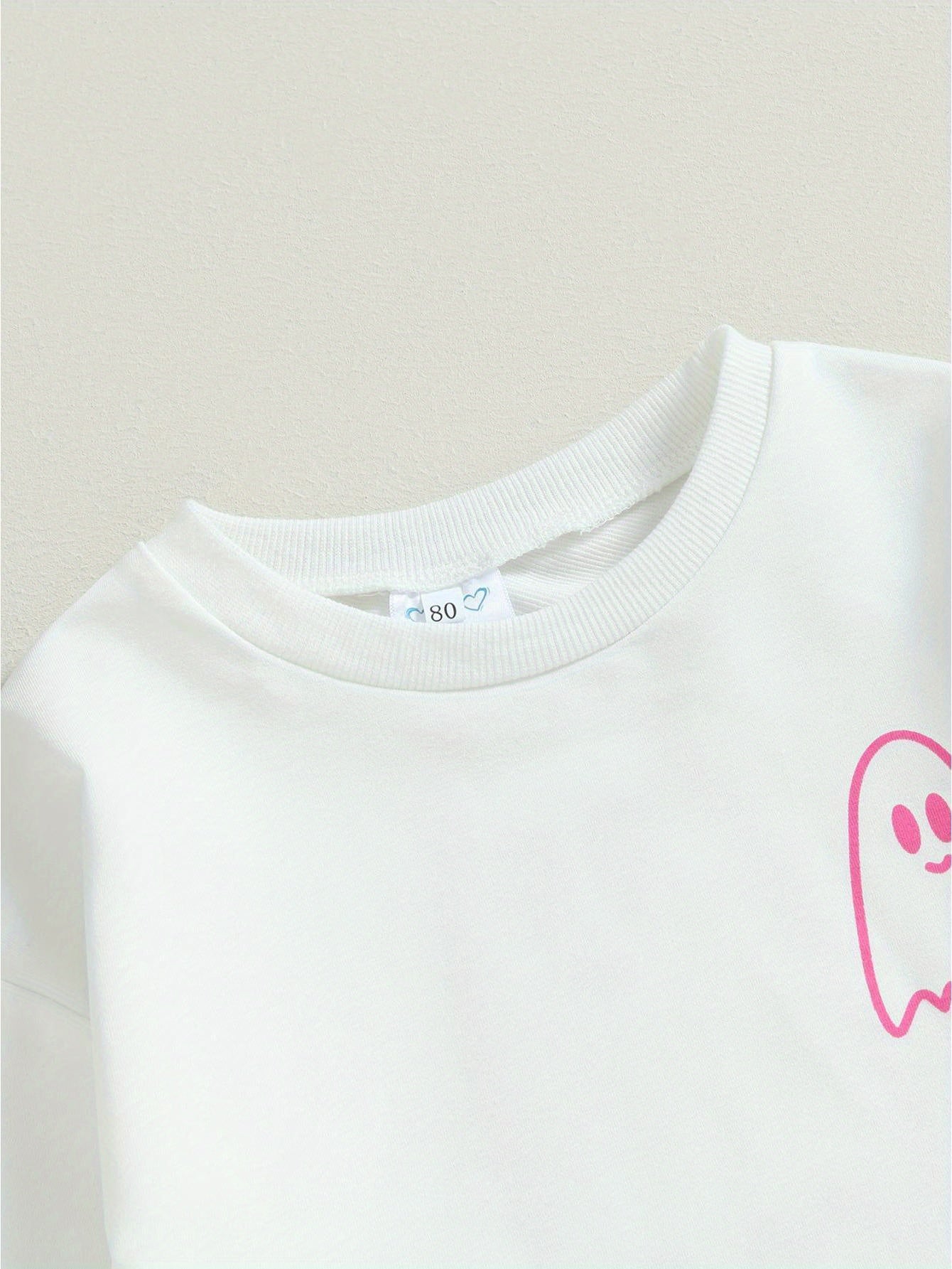 Toddler Girls Boys Fall Outfits Ghost Print Crew Neck Long Sleeve Sweatshirts and Long Pants 2Pcs Halloween Clothes Set