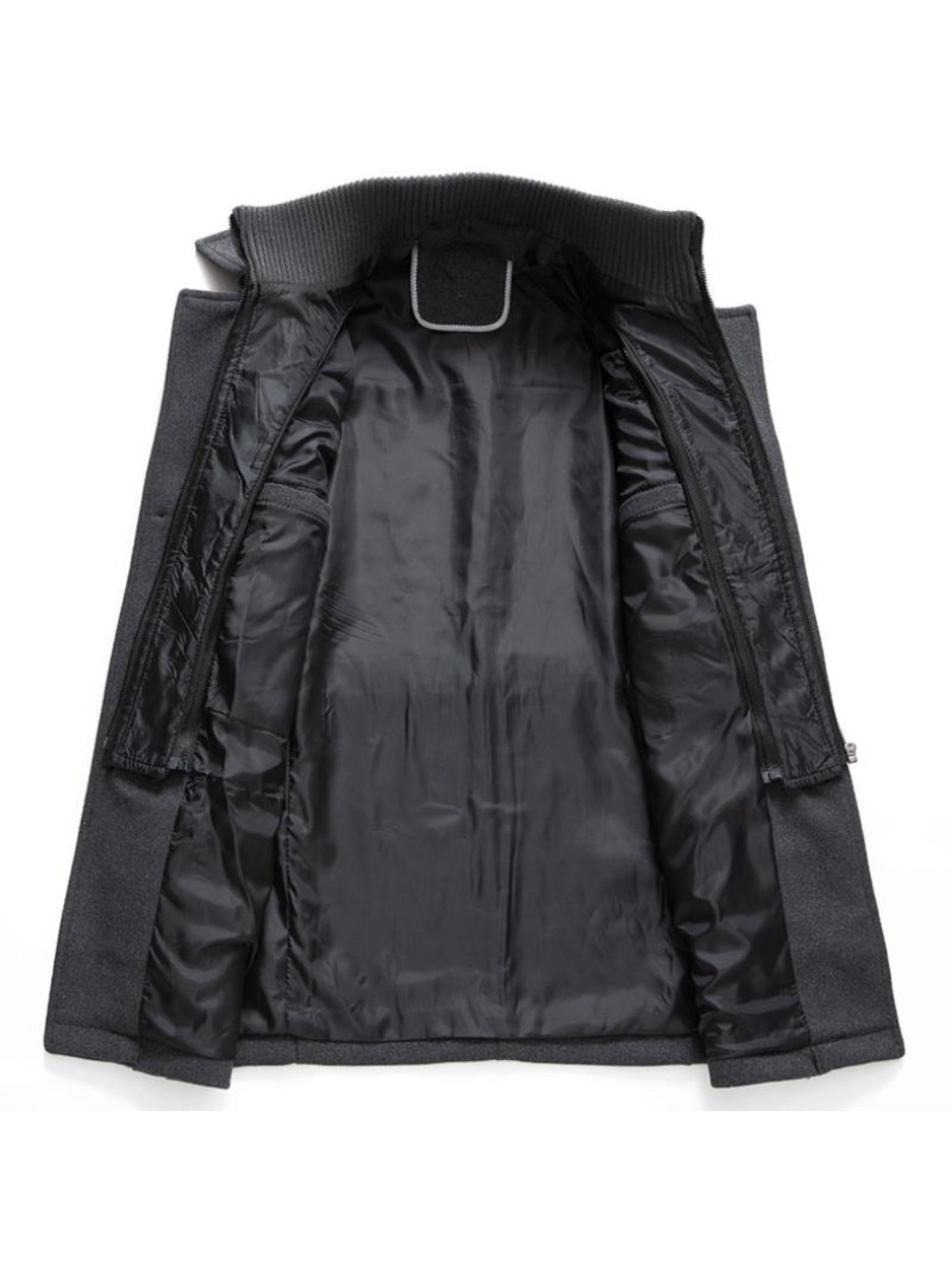 [Stylish Wool Coat] Warm and Durable Men's Coat - Stylish Double Collar Wool-Blend Mid-Length Coat with Zipper & Pockets for Business or Casual Autumn/Winter Outfits