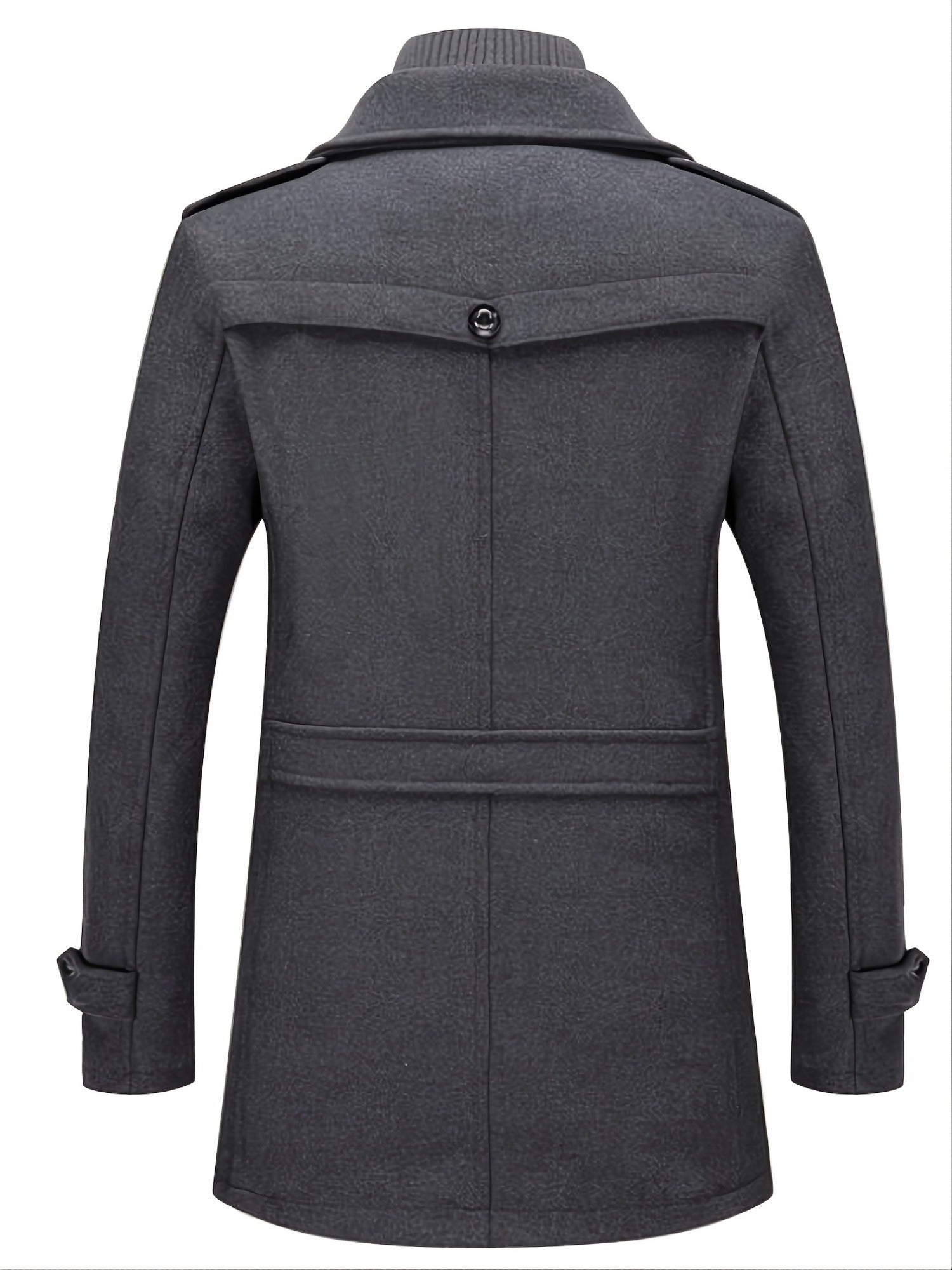 [Stylish Wool Coat] Warm and Durable Men's Coat - Stylish Double Collar Wool-Blend Mid-Length Coat with Zipper & Pockets for Business or Casual Autumn/Winter Outfits