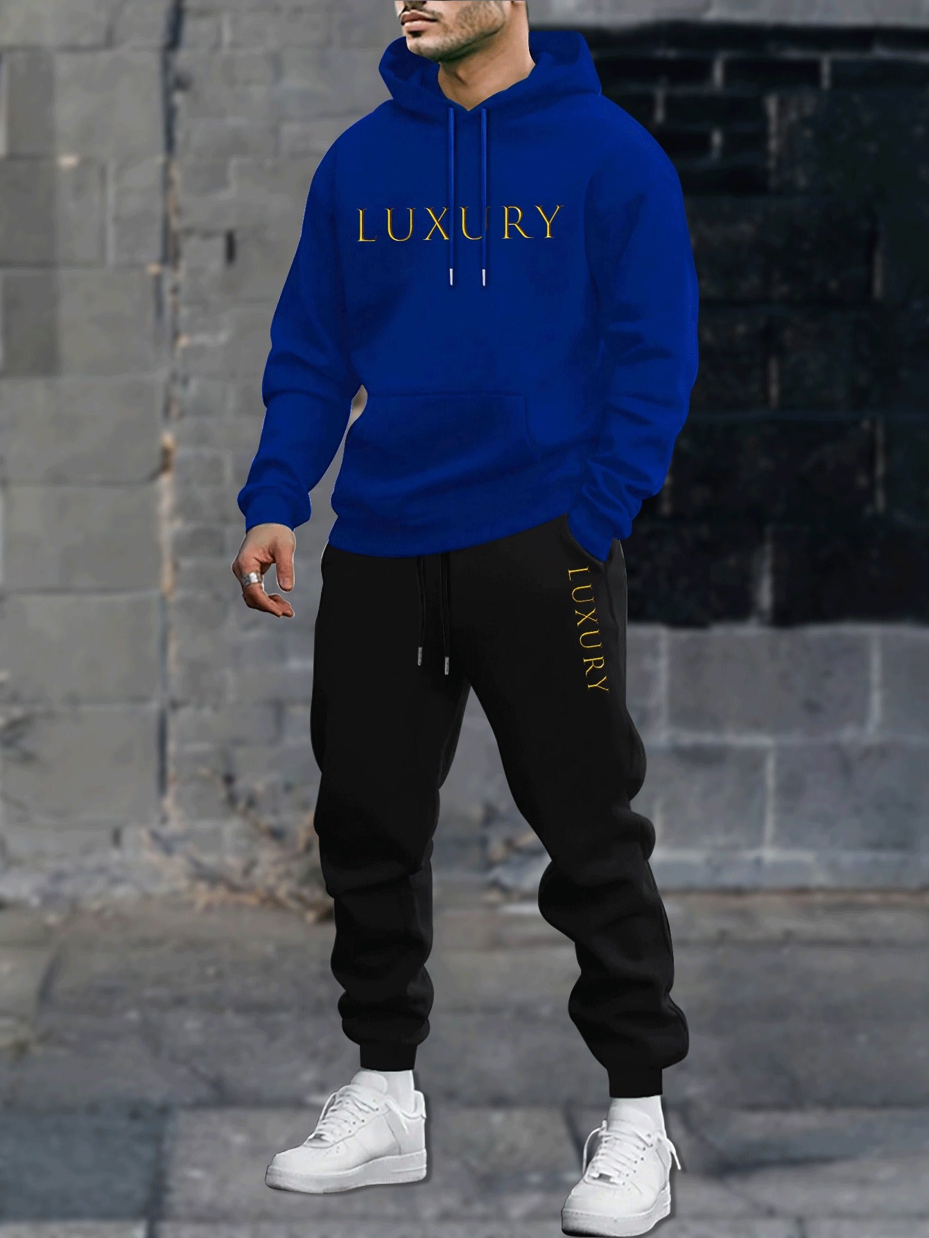 2pcs Luxury Men's Long Sleeves Hoodie & Sweatpants Co-ord Set, Casual Comfy Style for Spring Autumn Winter Outfits Clothing