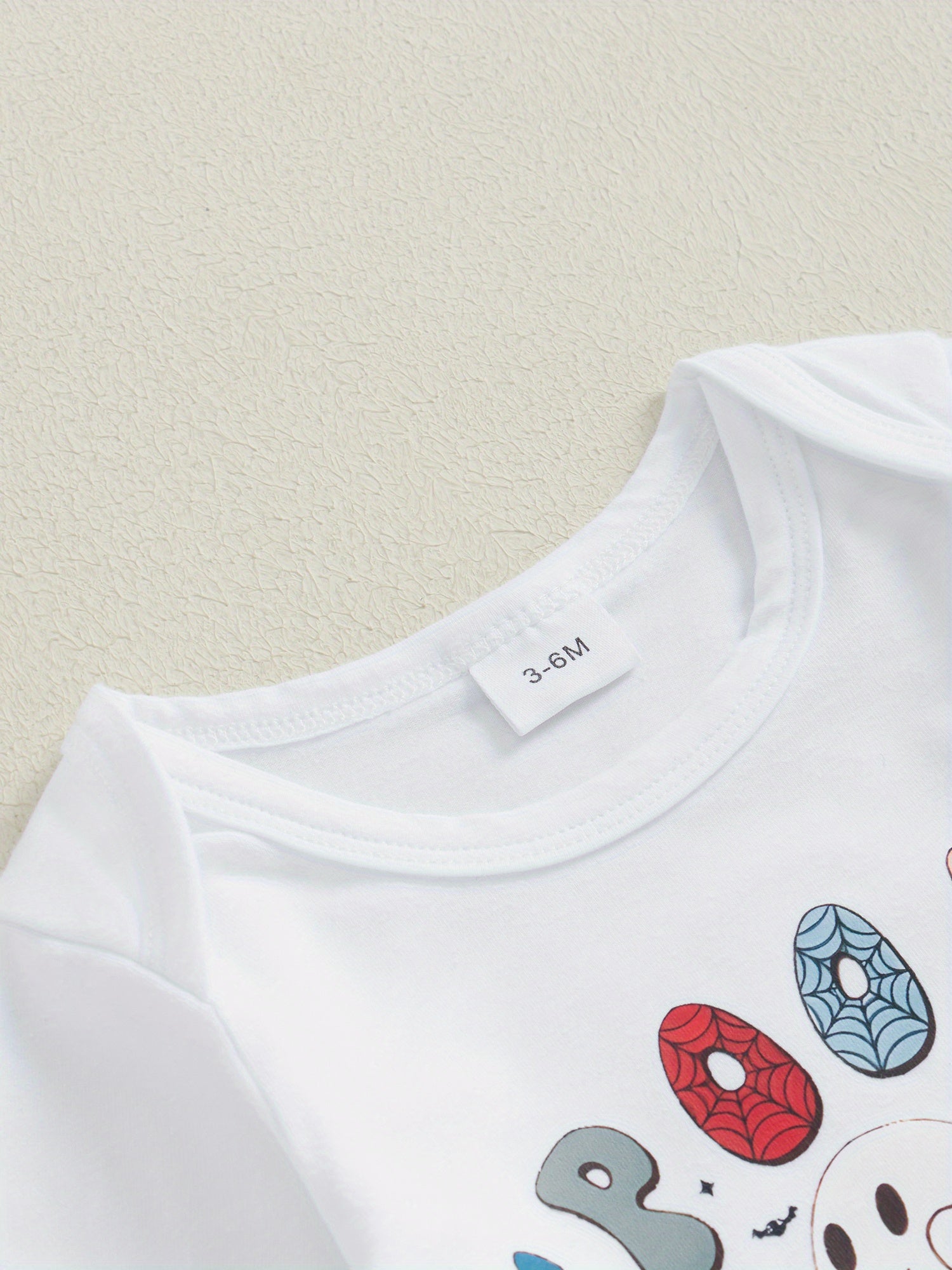 3-Piece Baby Toddler Boy Halloween Clothing Set Letter Ghost Print Long Sleeve Romper Checkered Long Pants Hat Fall Outfits