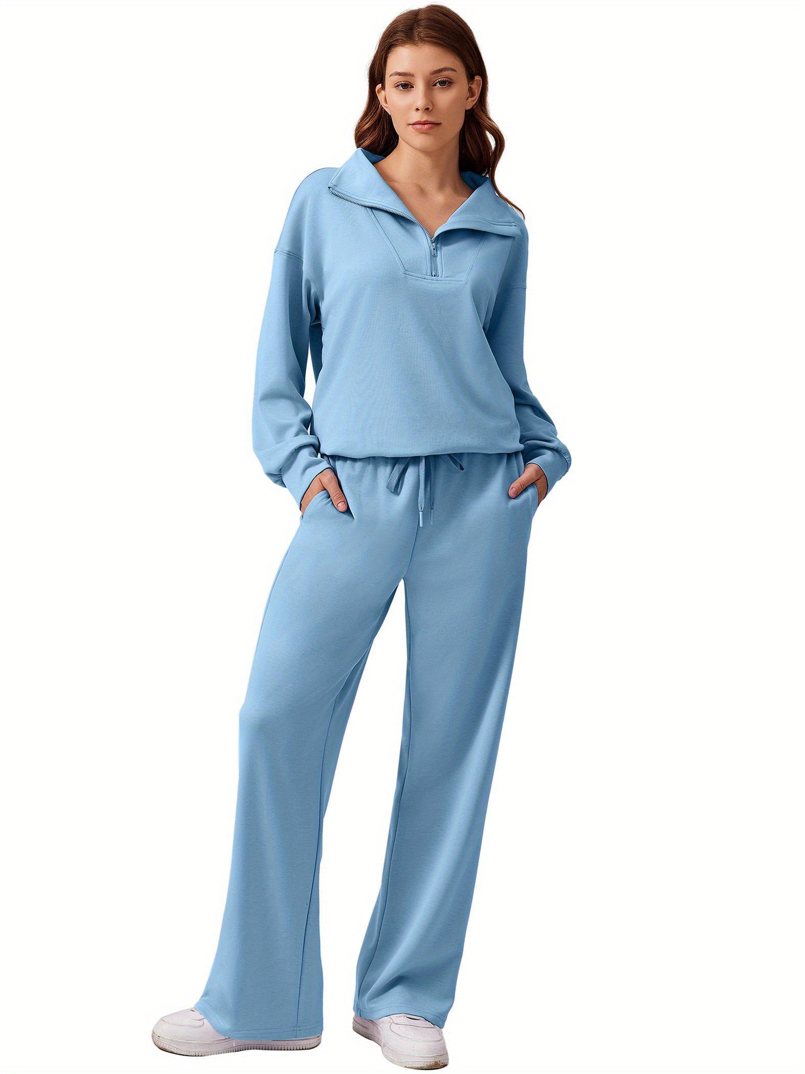 ELESOL 2pcs Sets for Women 2024 Fall Outfits Sweatsuit Oversized Sweatshirt Wide Leg Sweatpants Matching Set Tracksuit