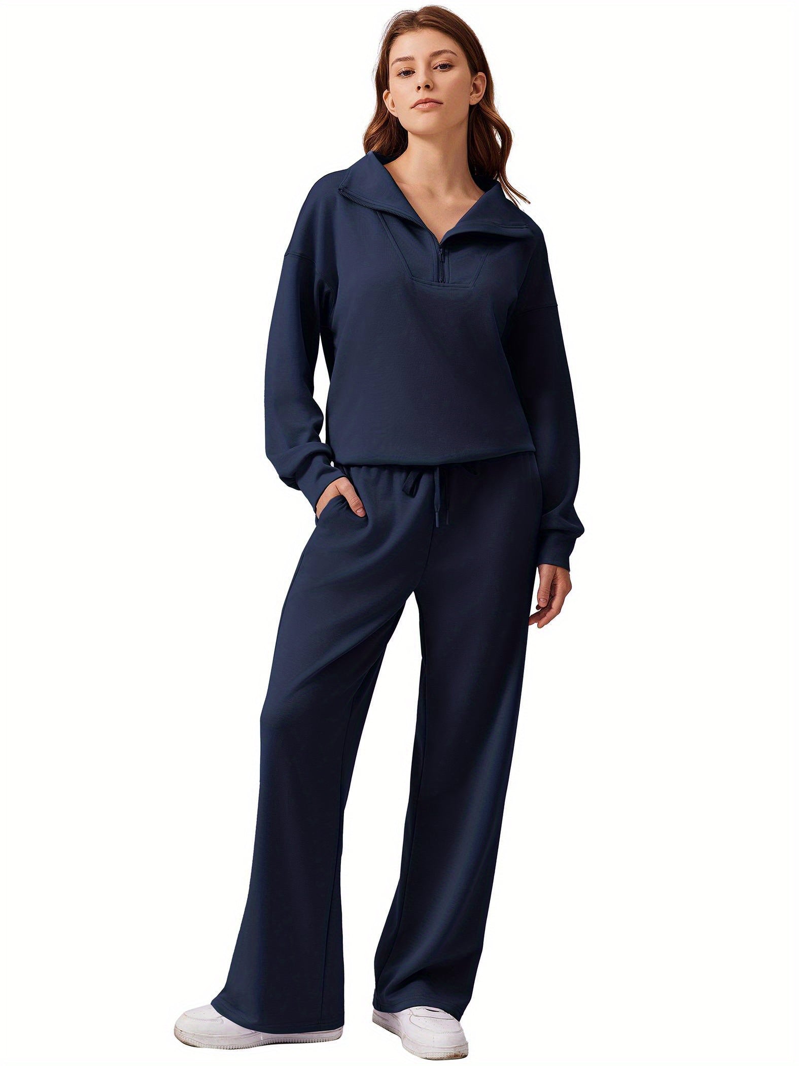 ELESOL 2pcs Sets for Women 2024 Fall Outfits Sweatsuit Oversized Sweatshirt Wide Leg Sweatpants Matching Set Tracksuit