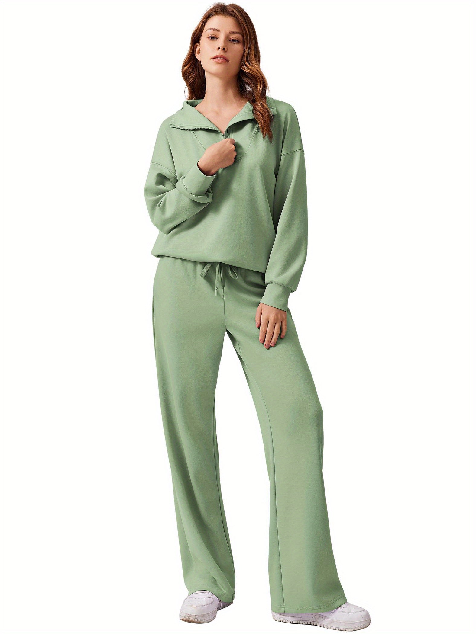 ELESOL 2pcs Sets for Women 2024 Fall Outfits Sweatsuit Oversized Sweatshirt Wide Leg Sweatpants Matching Set Tracksuit