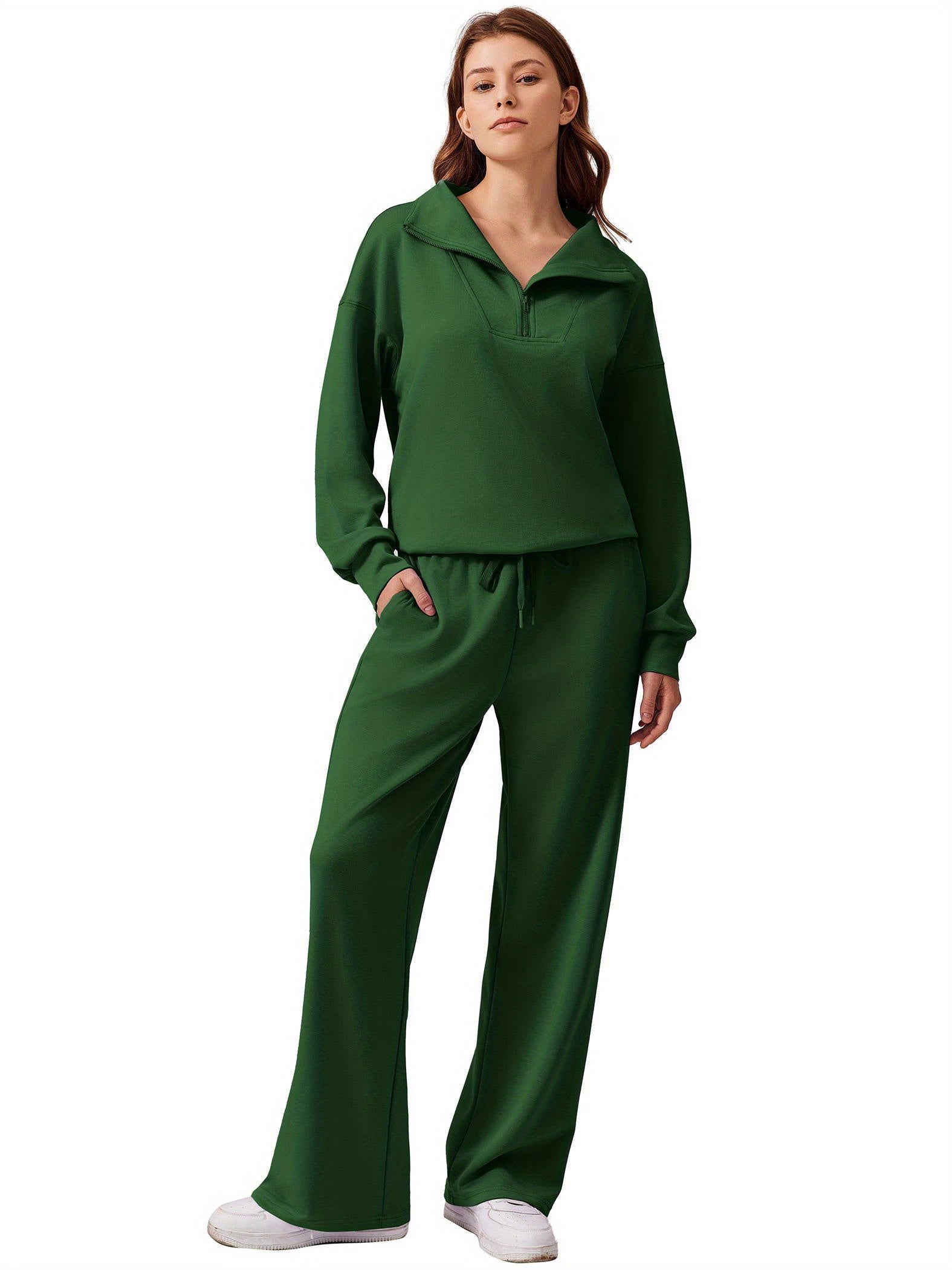 ELESOL 2pcs Sets for Women 2024 Fall Outfits Sweatsuit Oversized Sweatshirt Wide Leg Sweatpants Matching Set Tracksuit