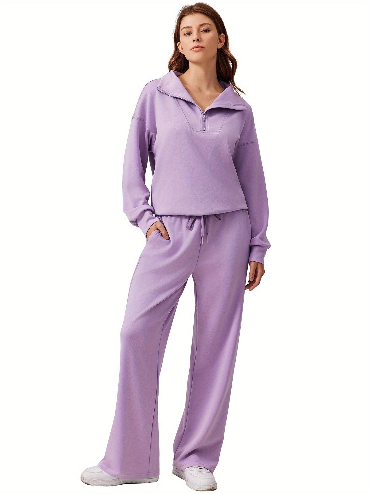 ELESOL 2pcs Sets for Women 2024 Fall Outfits Sweatsuit Oversized Sweatshirt Wide Leg Sweatpants Matching Set Tracksuit