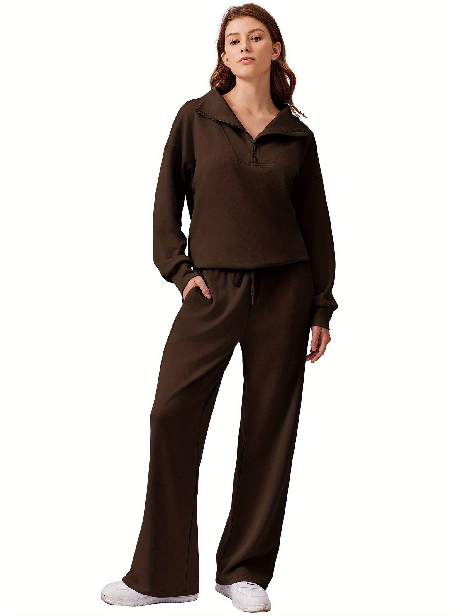 ELESOL 2pcs Sets for Women 2024 Fall Outfits Sweatsuit Oversized Sweatshirt Wide Leg Sweatpants Matching Set Tracksuit