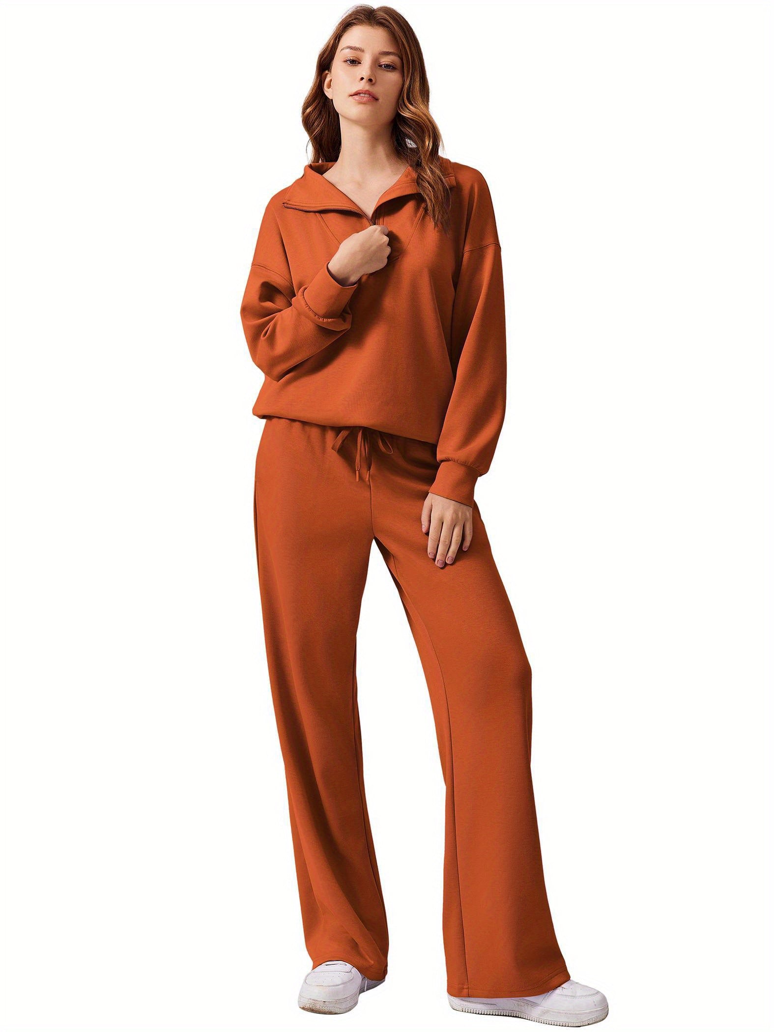 ELESOL 2pcs Sets for Women 2024 Fall Outfits Sweatsuit Oversized Sweatshirt Wide Leg Sweatpants Matching Set Tracksuit