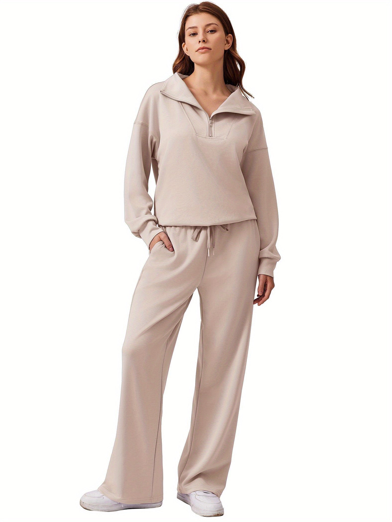 ELESOL 2pcs Sets for Women 2024 Fall Outfits Sweatsuit Oversized Sweatshirt Wide Leg Sweatpants Matching Set Tracksuit