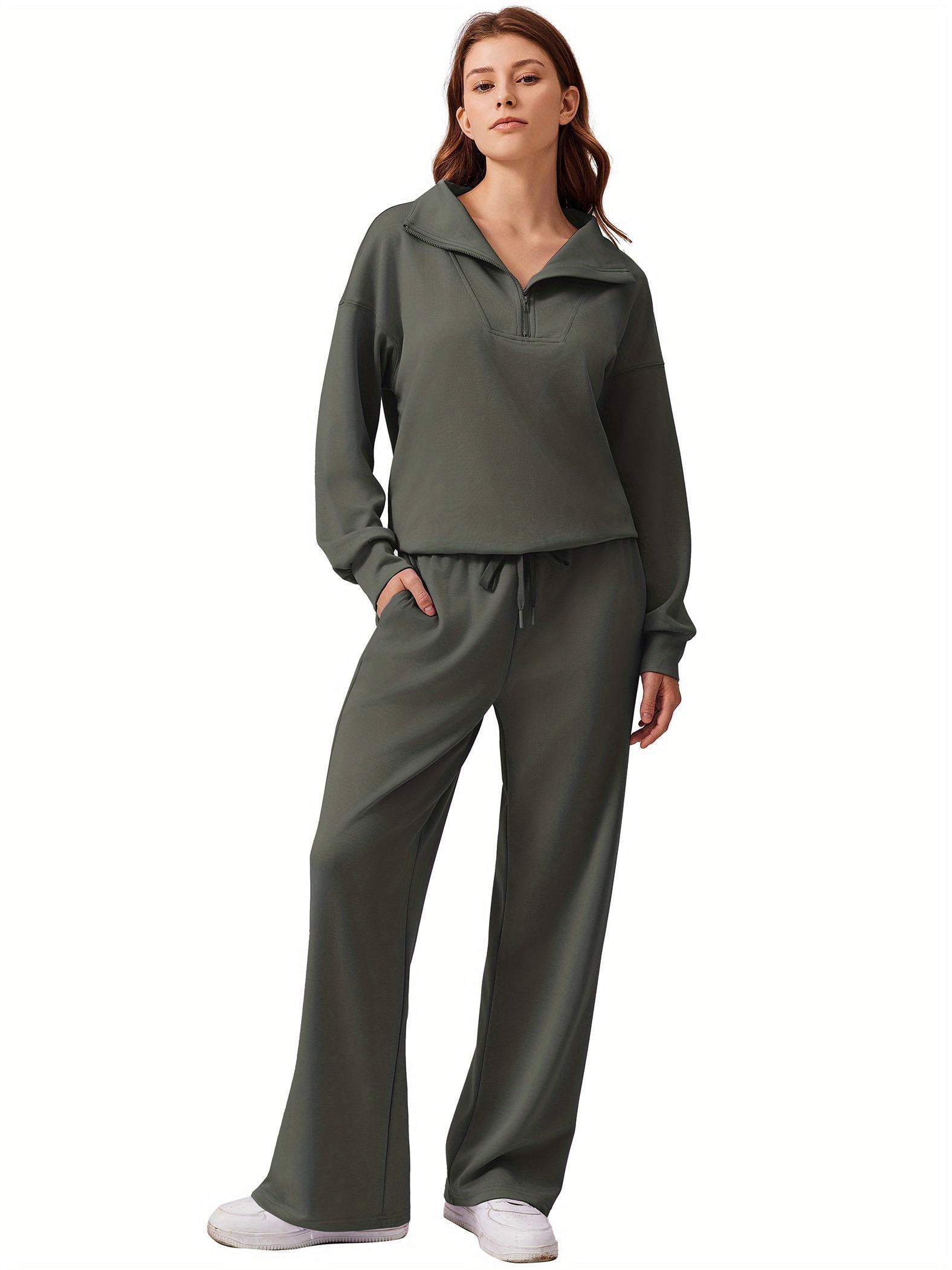 ELESOL 2pcs Sets for Women 2024 Fall Outfits Sweatsuit Oversized Sweatshirt Wide Leg Sweatpants Matching Set Tracksuit