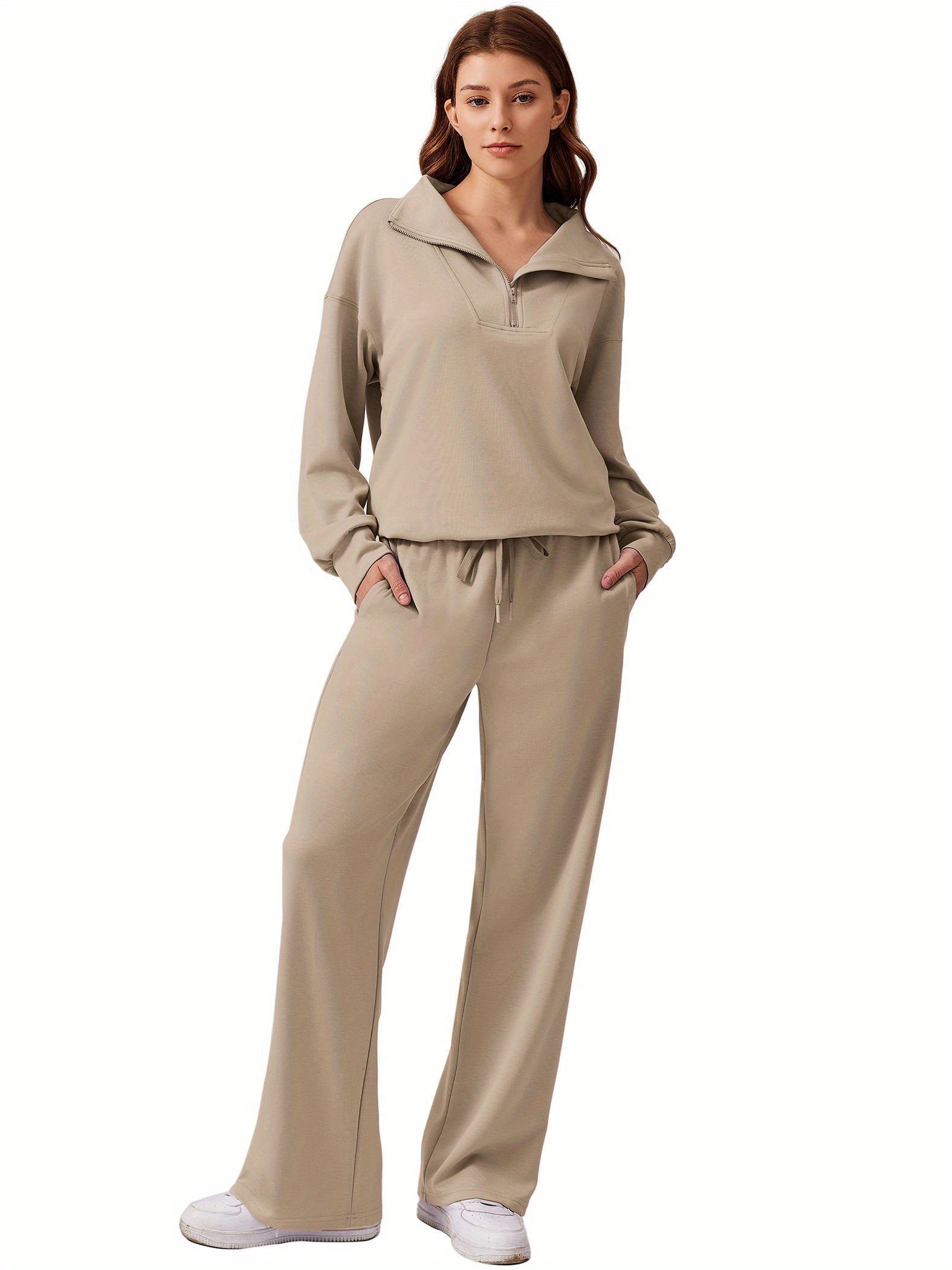 ELESOL 2pcs Sets for Women 2024 Fall Outfits Sweatsuit Oversized Sweatshirt Wide Leg Sweatpants Matching Set Tracksuit