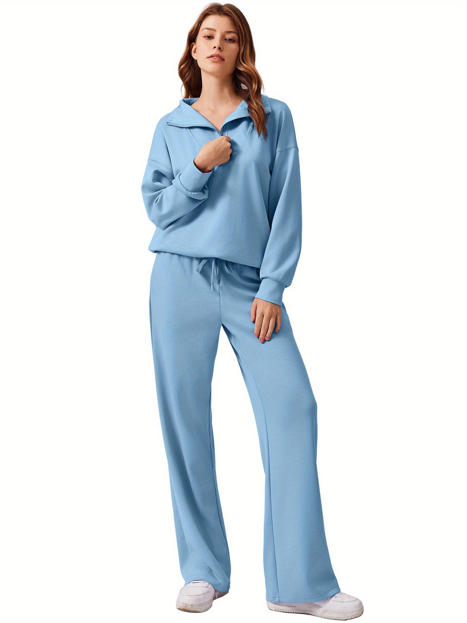 ELESOL 2pcs Sets for Women 2024 Fall Outfits Sweatsuit Oversized Sweatshirt Wide Leg Sweatpants Matching Set Tracksuit