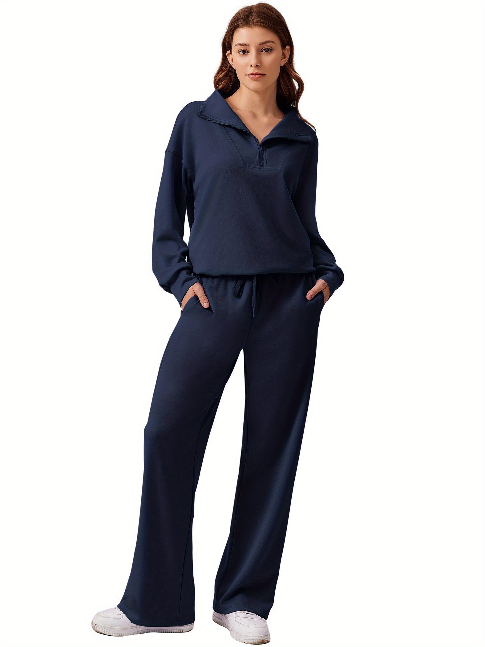 ELESOL 2pcs Sets for Women 2024 Fall Outfits Sweatsuit Oversized Sweatshirt Wide Leg Sweatpants Matching Set Tracksuit