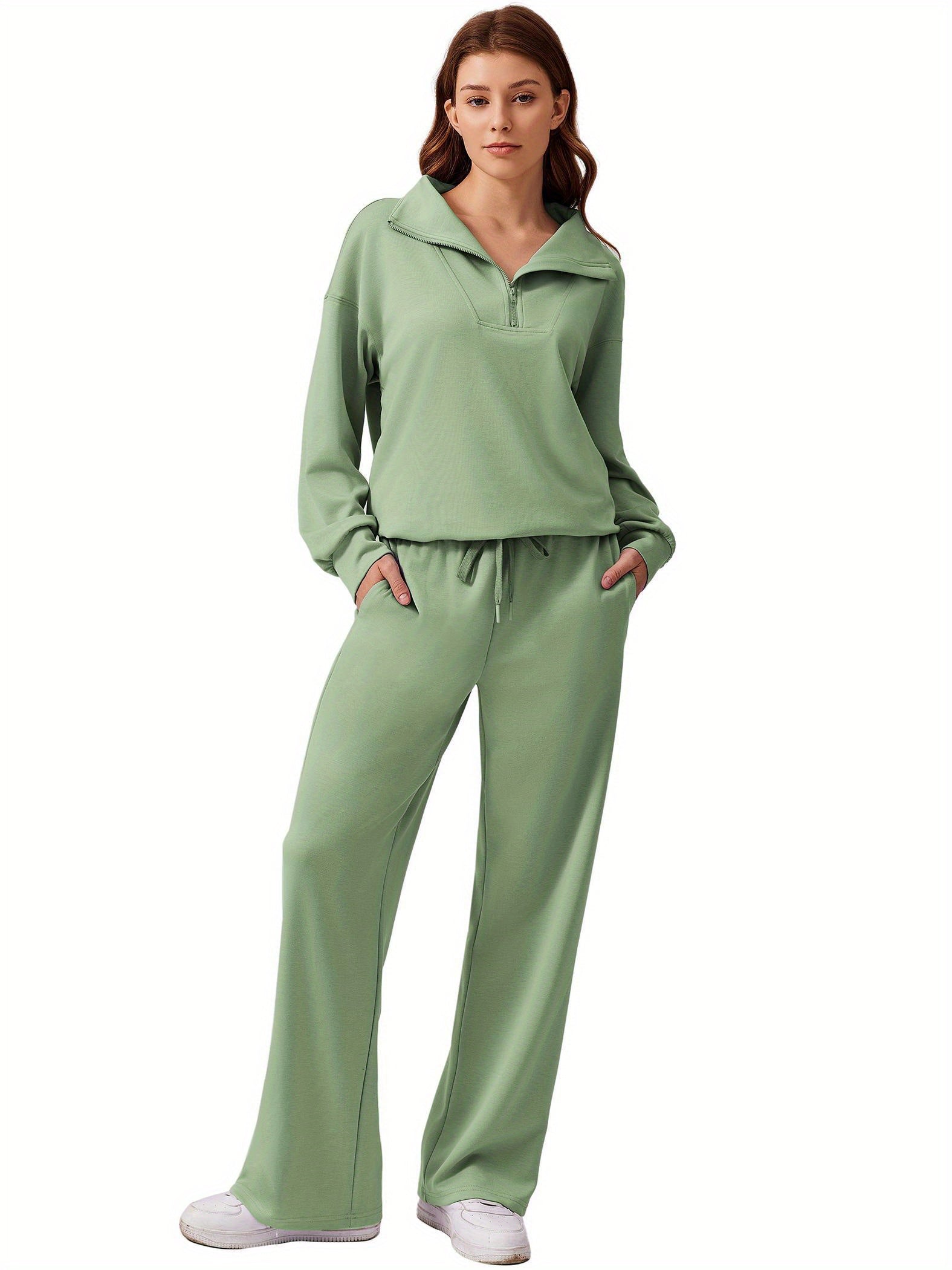 ELESOL 2pcs Sets for Women 2024 Fall Outfits Sweatsuit Oversized Sweatshirt Wide Leg Sweatpants Matching Set Tracksuit